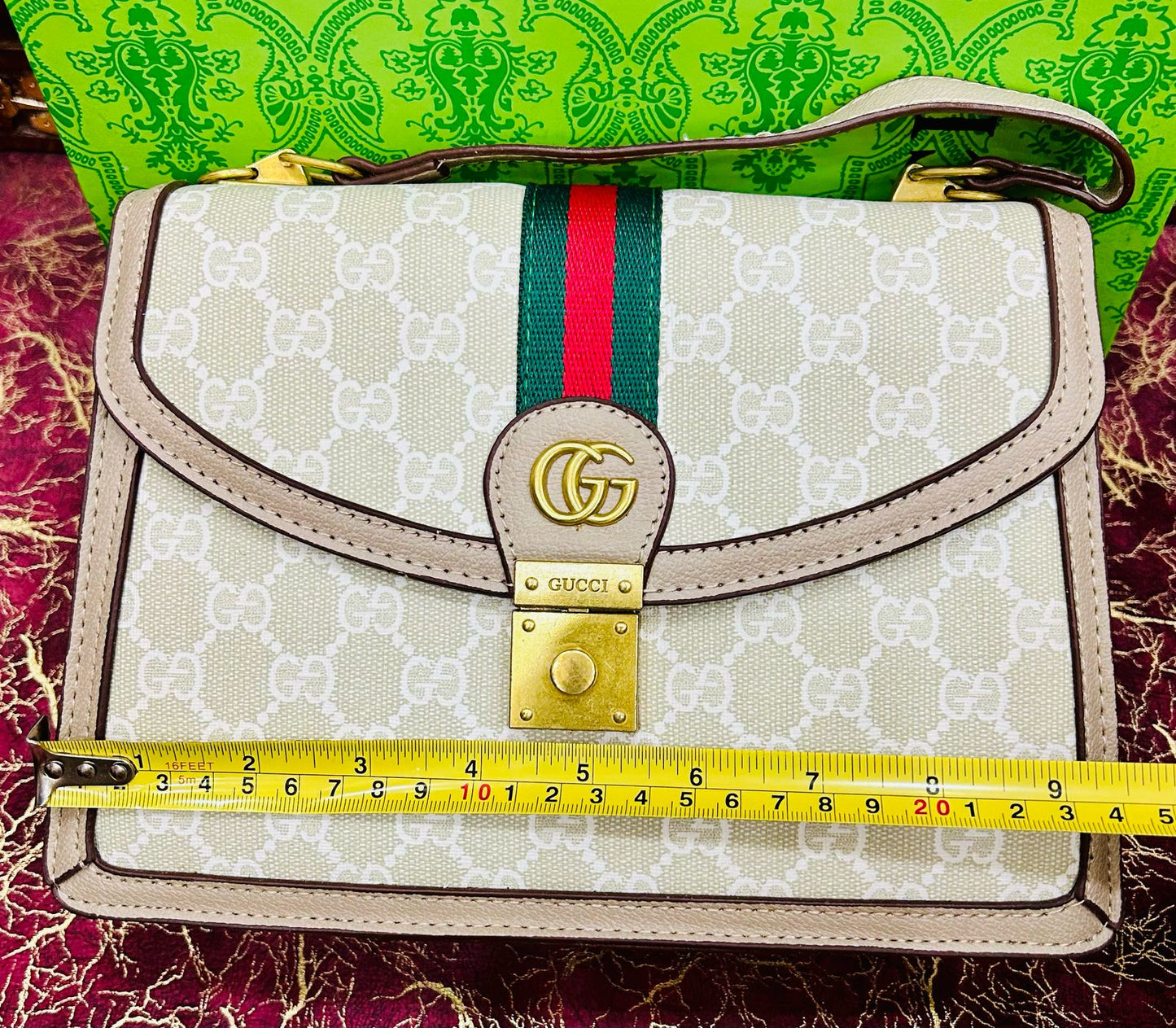 Gucci-Inspired Ophidia Bag with Long Chain and Branded Packing (Black-2)