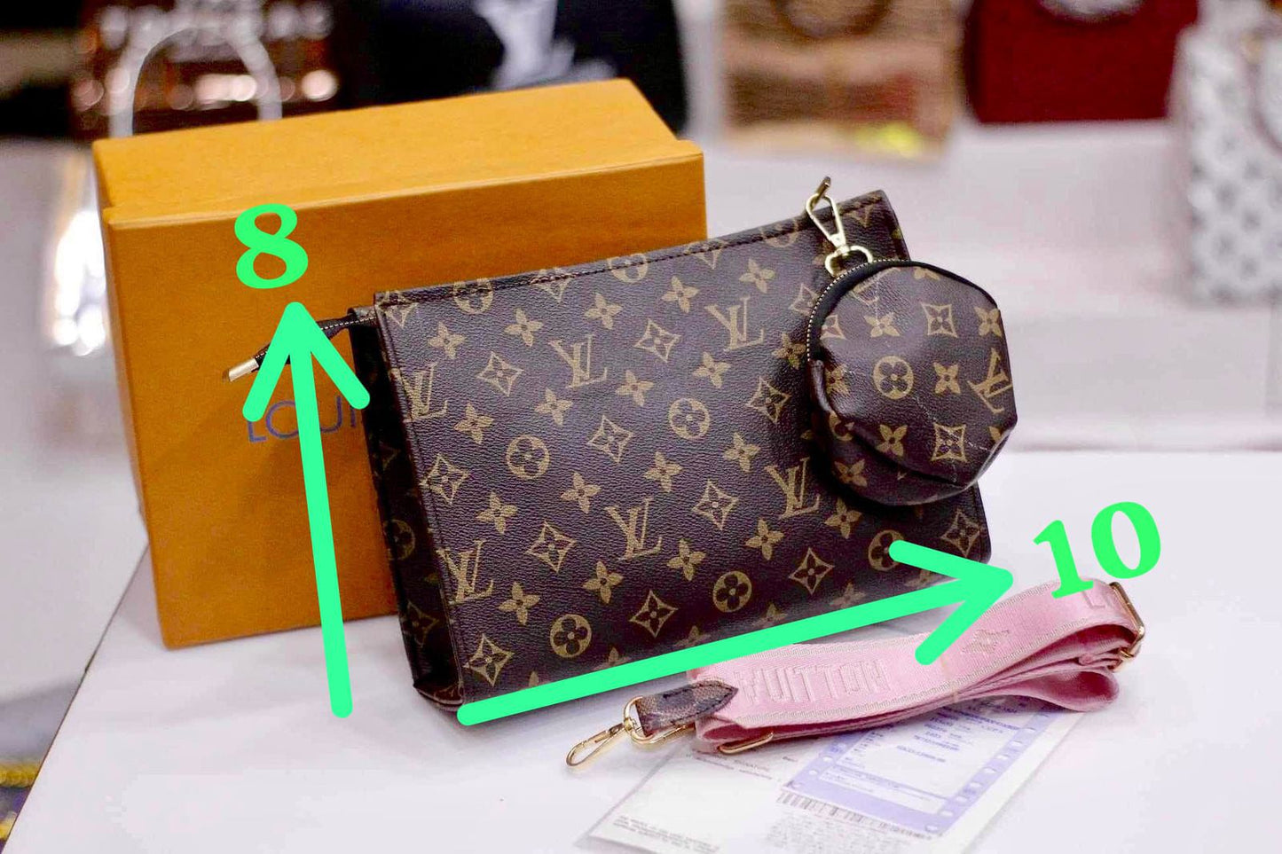 Louis Vuitton Crossbody Women Pouch  2-Piece Set (Brown/Black)