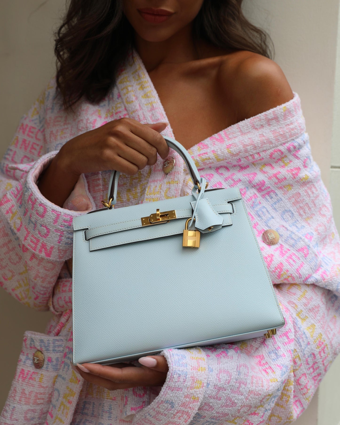 *HOLY GRAIL* Hermès Kelly 25 Sellier Bag in Bleu Brume Epsom Leather with Gold Hardware