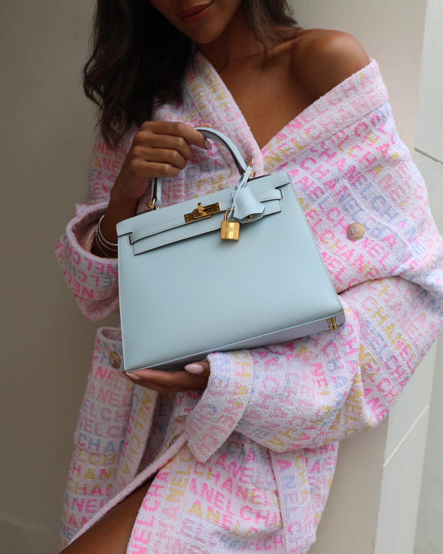 *HOLY GRAIL* Hermès Kelly 25 Sellier Bag in Bleu Brume Epsom Leather with Gold Hardware