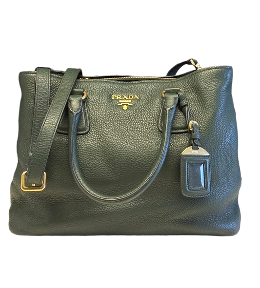 Prada Green Vitello Daino Shopping Tote (Rented Out)