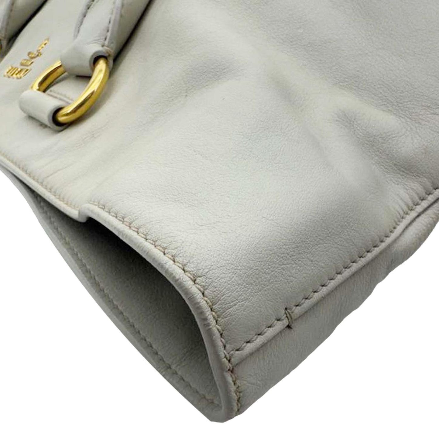 PRADA Vitello Daino Leather Shopping Tote Bag Beige