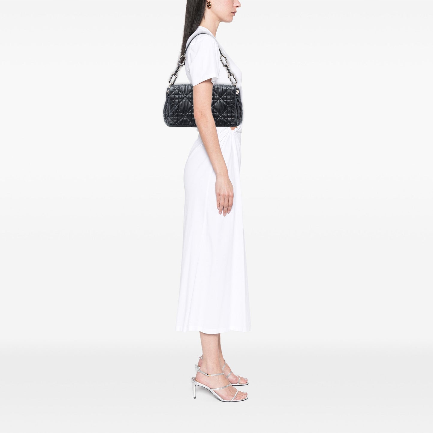 Black Dior Medium Lambskin Cannage Gaufre Delices Flap Shoulder Bag
