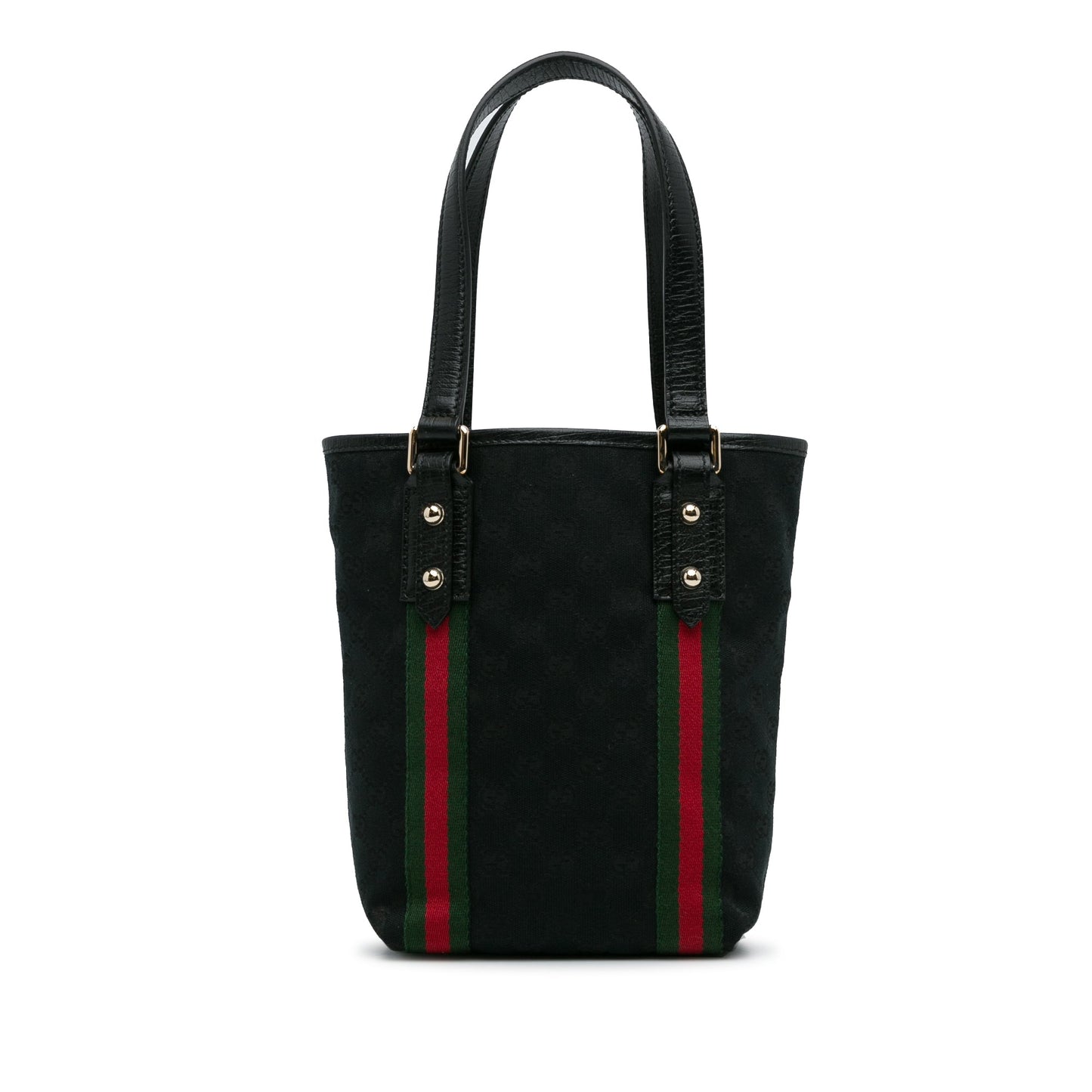 Gucci Black Leather Canvas Tote Style 13