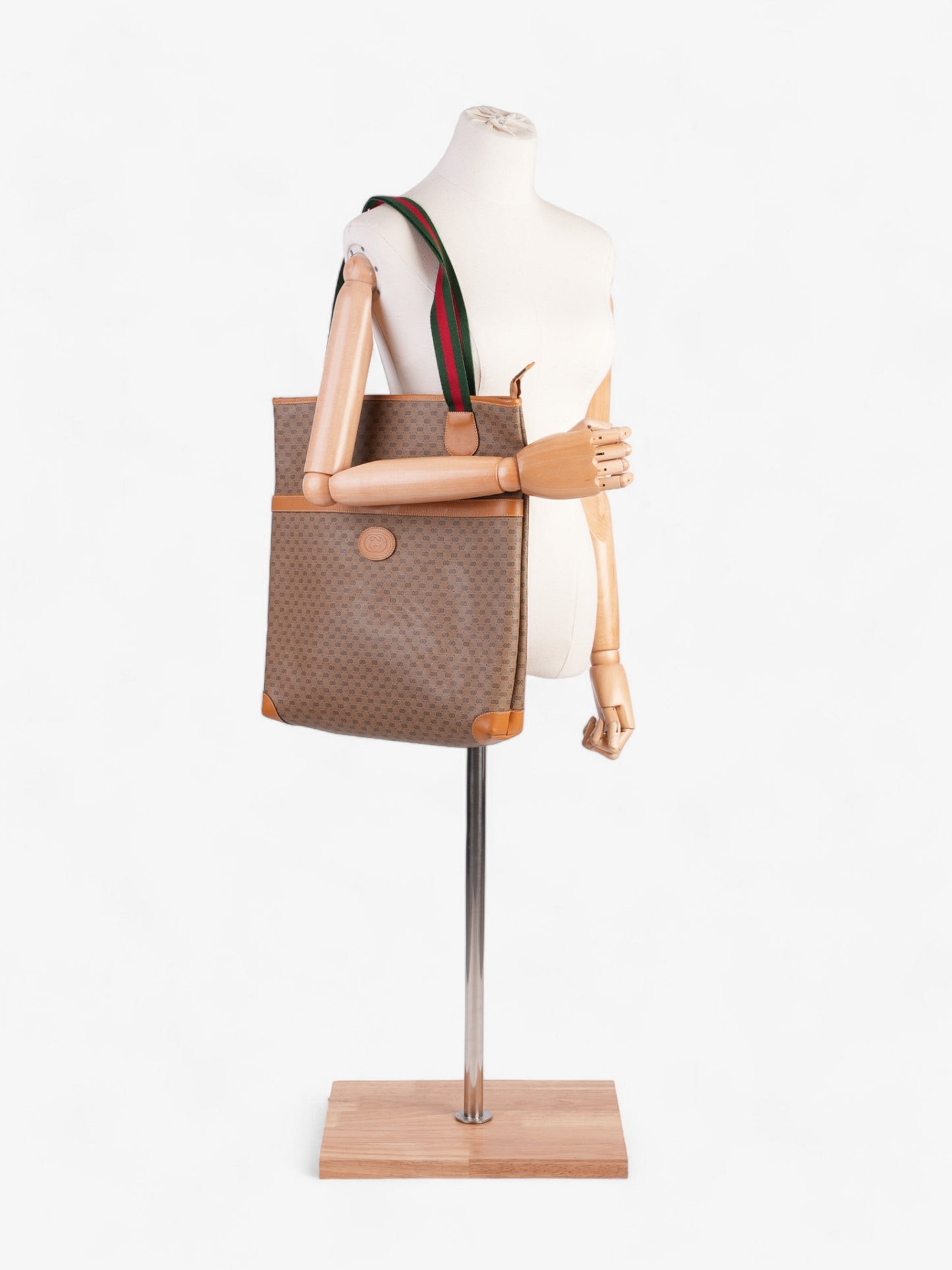 Gucci   Supreme Tote Light Brown / Green And Red Web Coated Canvas