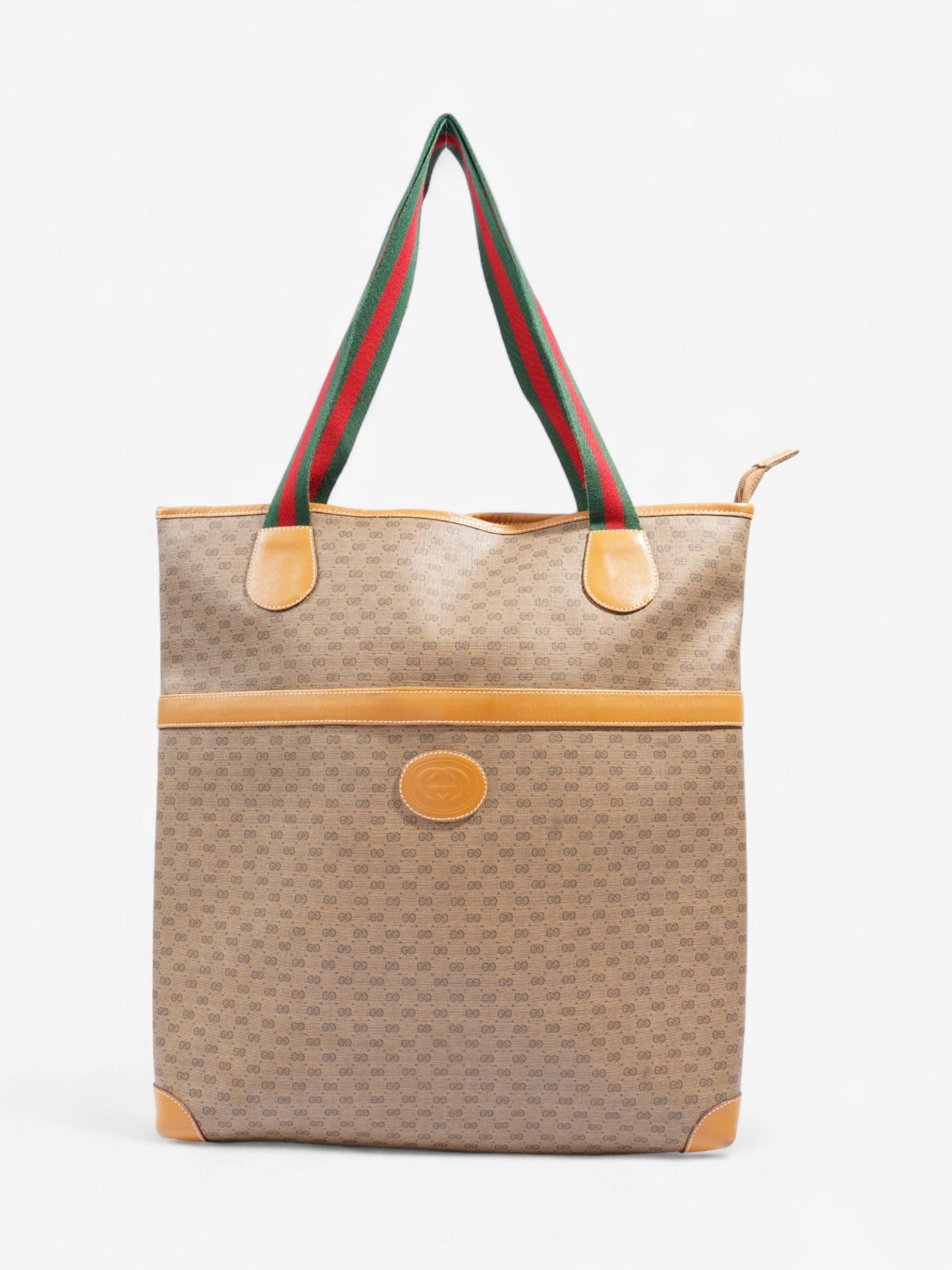 Gucci   Supreme Tote Light Brown / Green And Red Web Coated Canvas