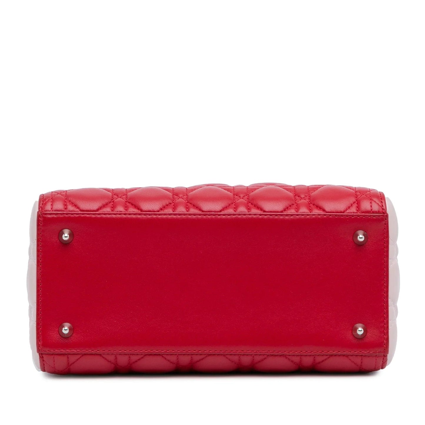 Red Dior Medium Tricolor Lambskin Cannage Lady Dior Satchel