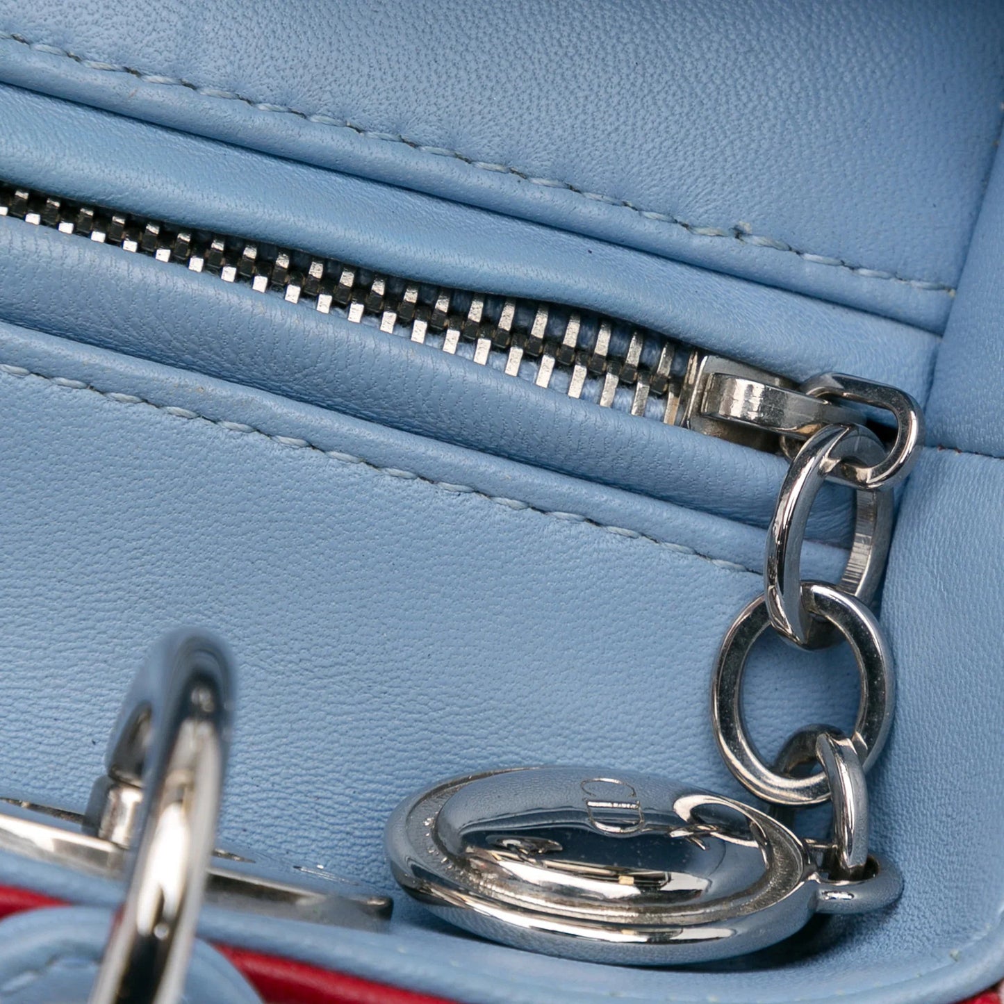 Red Dior Medium Tricolor Lambskin Cannage Lady Dior Satchel