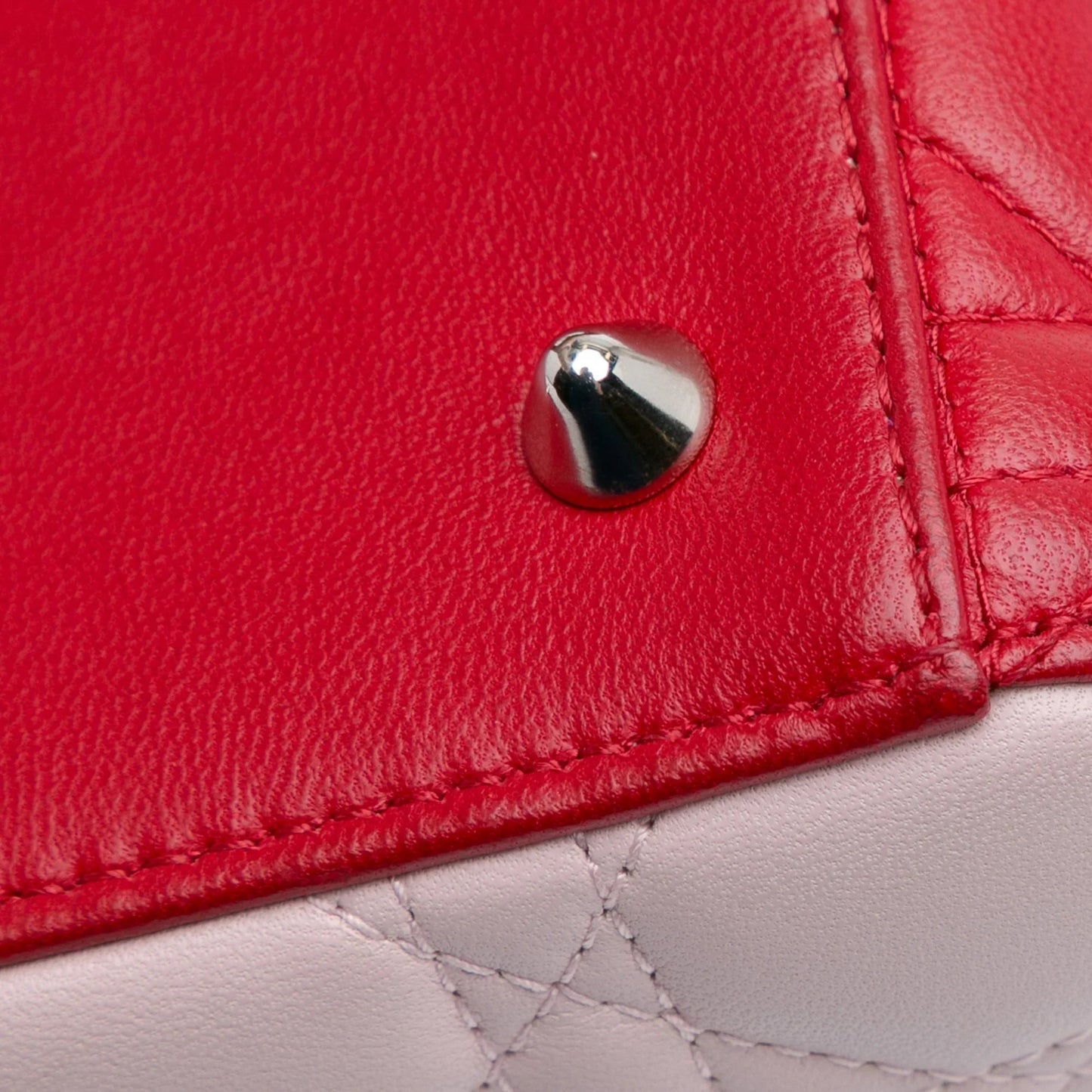Red Dior Medium Tricolor Lambskin Cannage Lady Dior Satchel