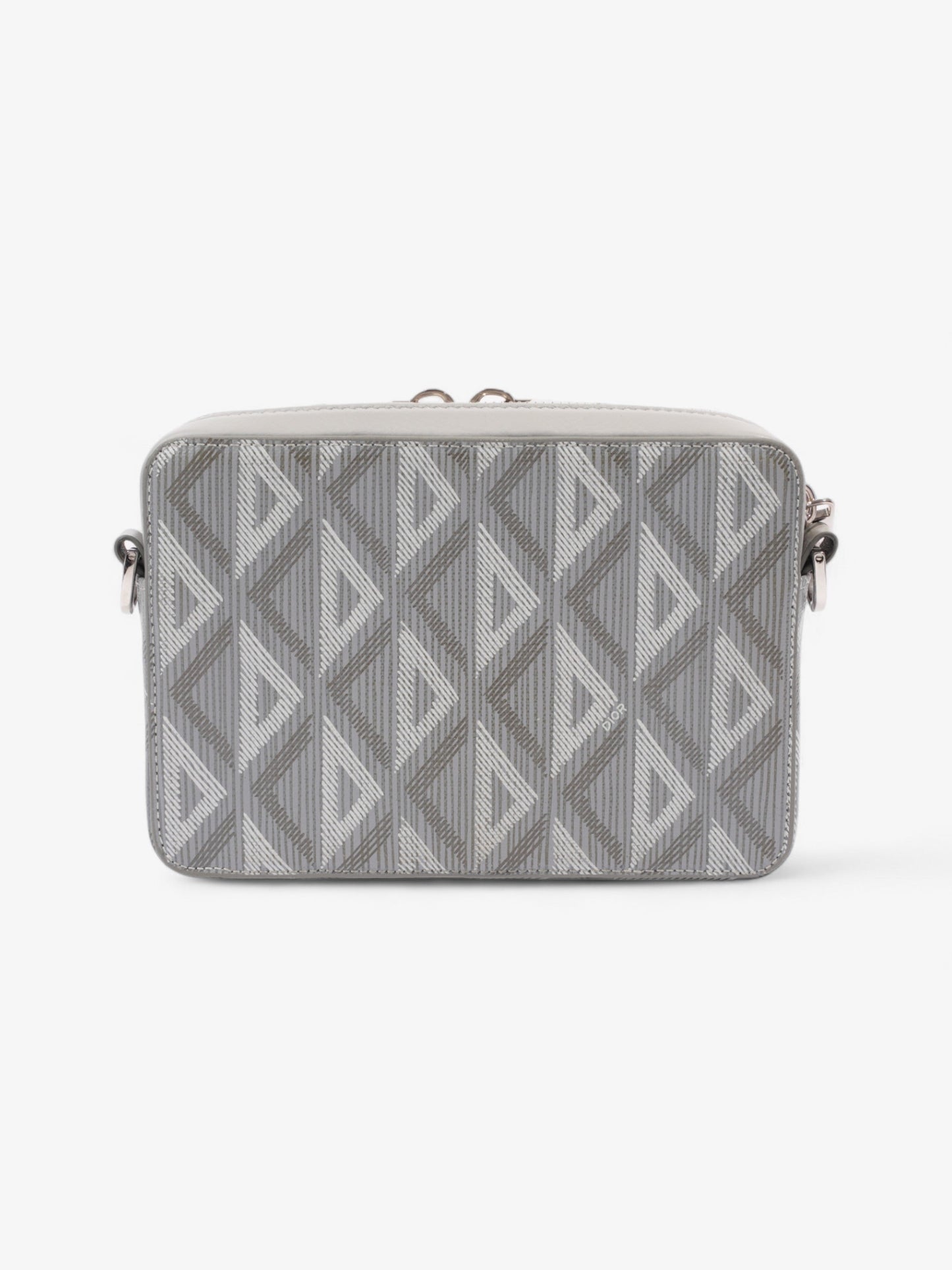 Christian Dior Zipped Pouch With Strap Grey CD Diamond Coated Canvas