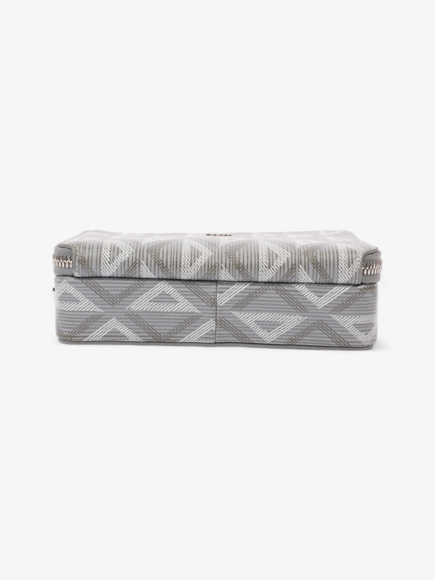 Christian Dior Zipped Pouch With Strap Grey CD Diamond Coated Canvas