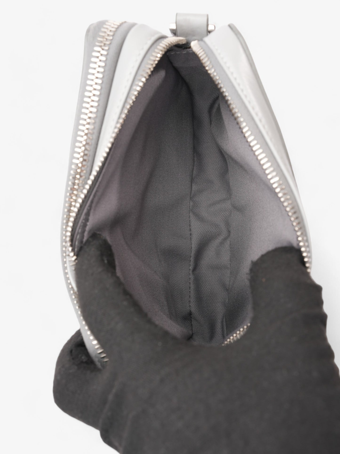 Christian Dior Zipped Pouch With Strap Grey CD Diamond Coated Canvas
