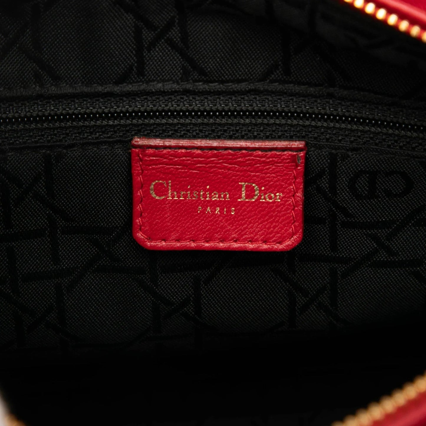 Red Dior Medium Lambskin Cannage Lady Dior Satchel