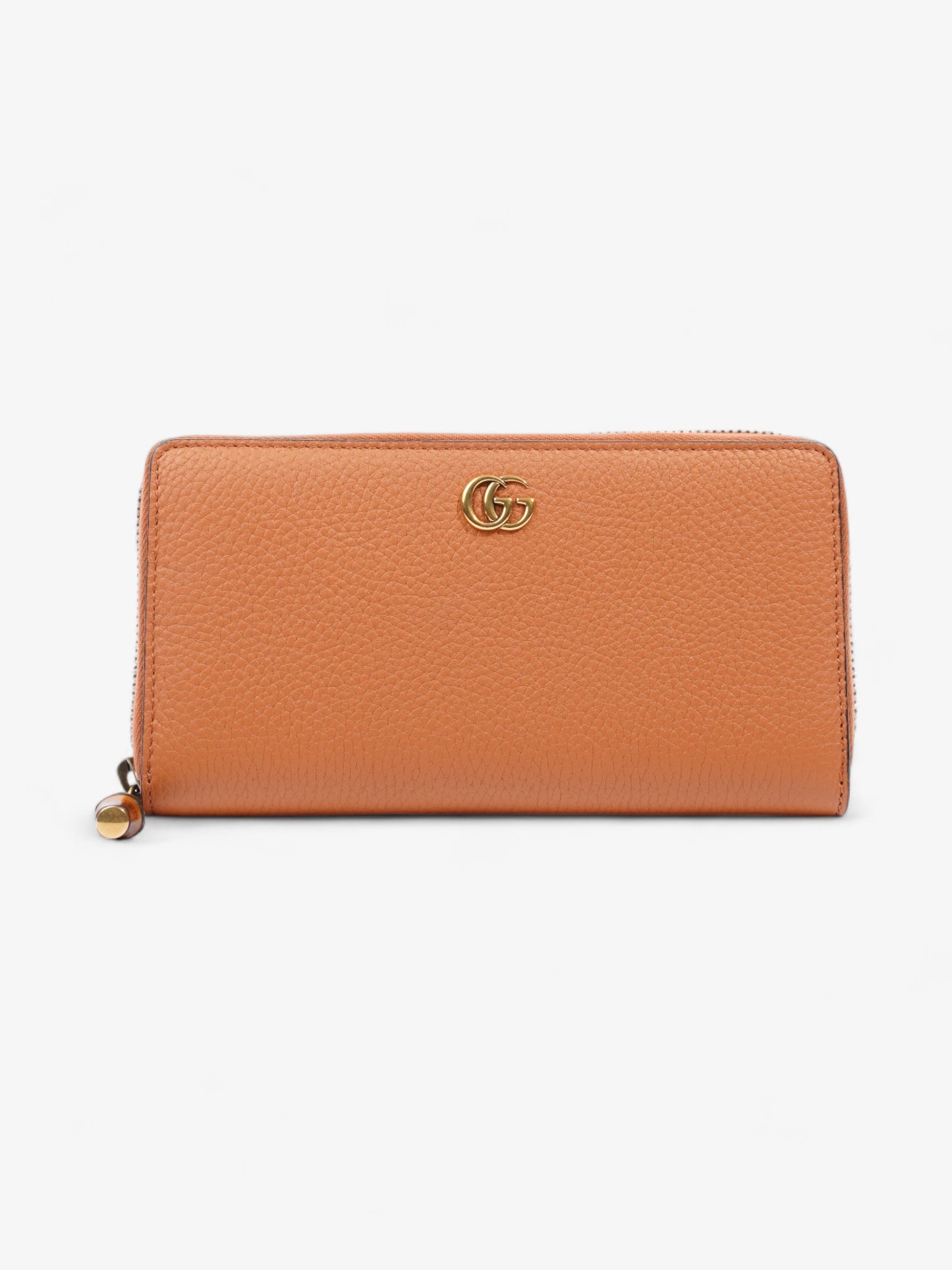 Gucci Zip Around Wallet With Bamboo Brown Leather