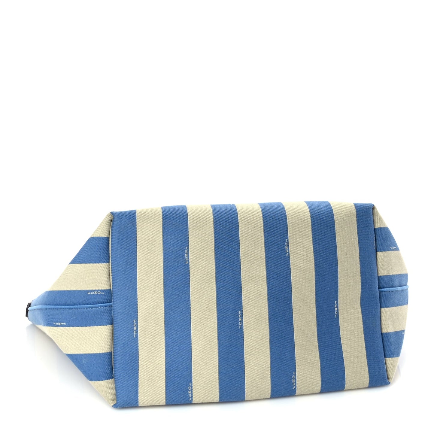 Fendi Pequin Stripe FF Large Roll Tote  Cerulean Blue Sand Beige