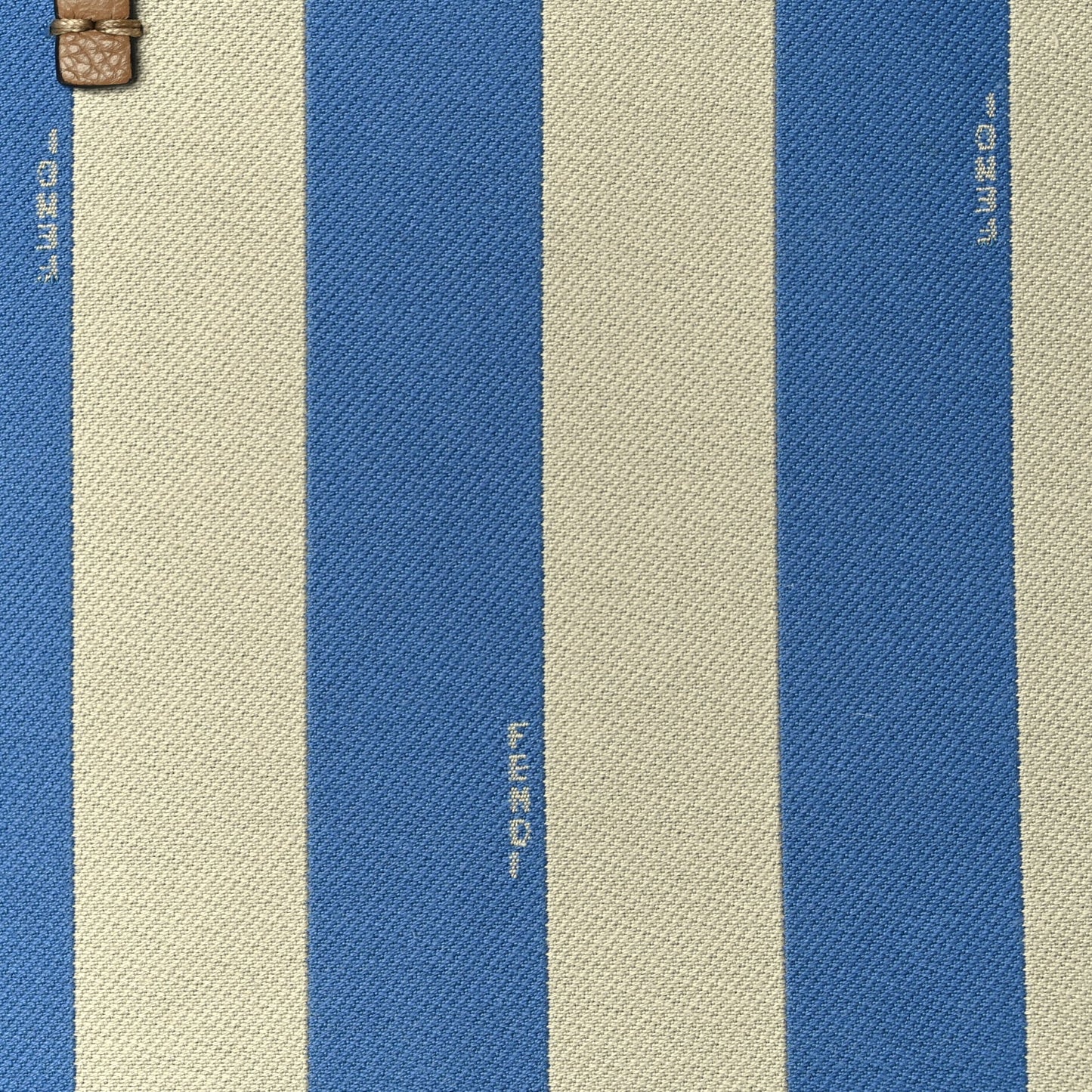 Fendi Pequin Stripe FF Large Roll Tote  Cerulean Blue Sand Beige