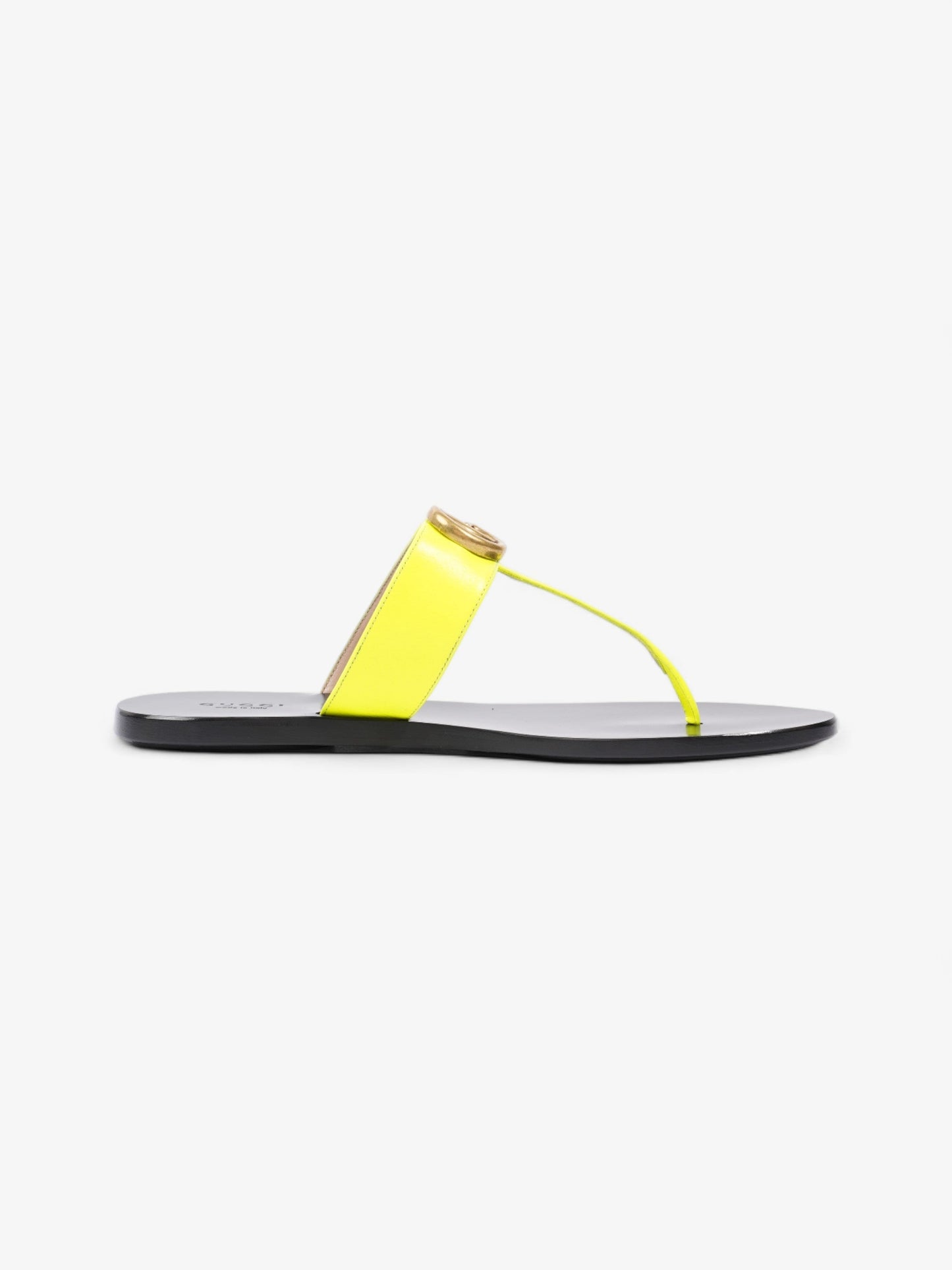 Gucci Thong Sandals with Double G Fluorescent Yellow  Leather EU 38.5 UK 5.5