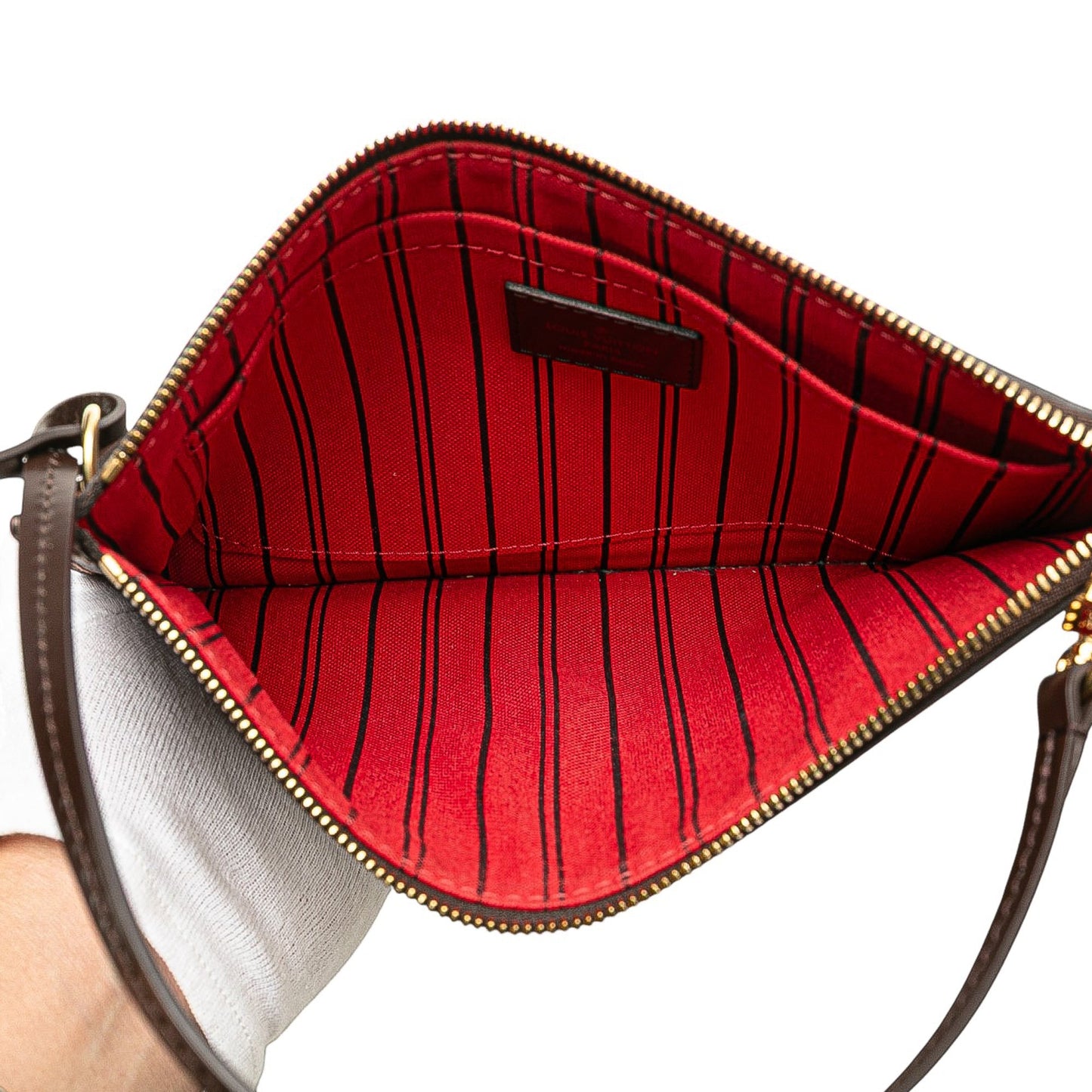 Brown Louis Vuitton Damier Ebene Neverfull Pouch MM