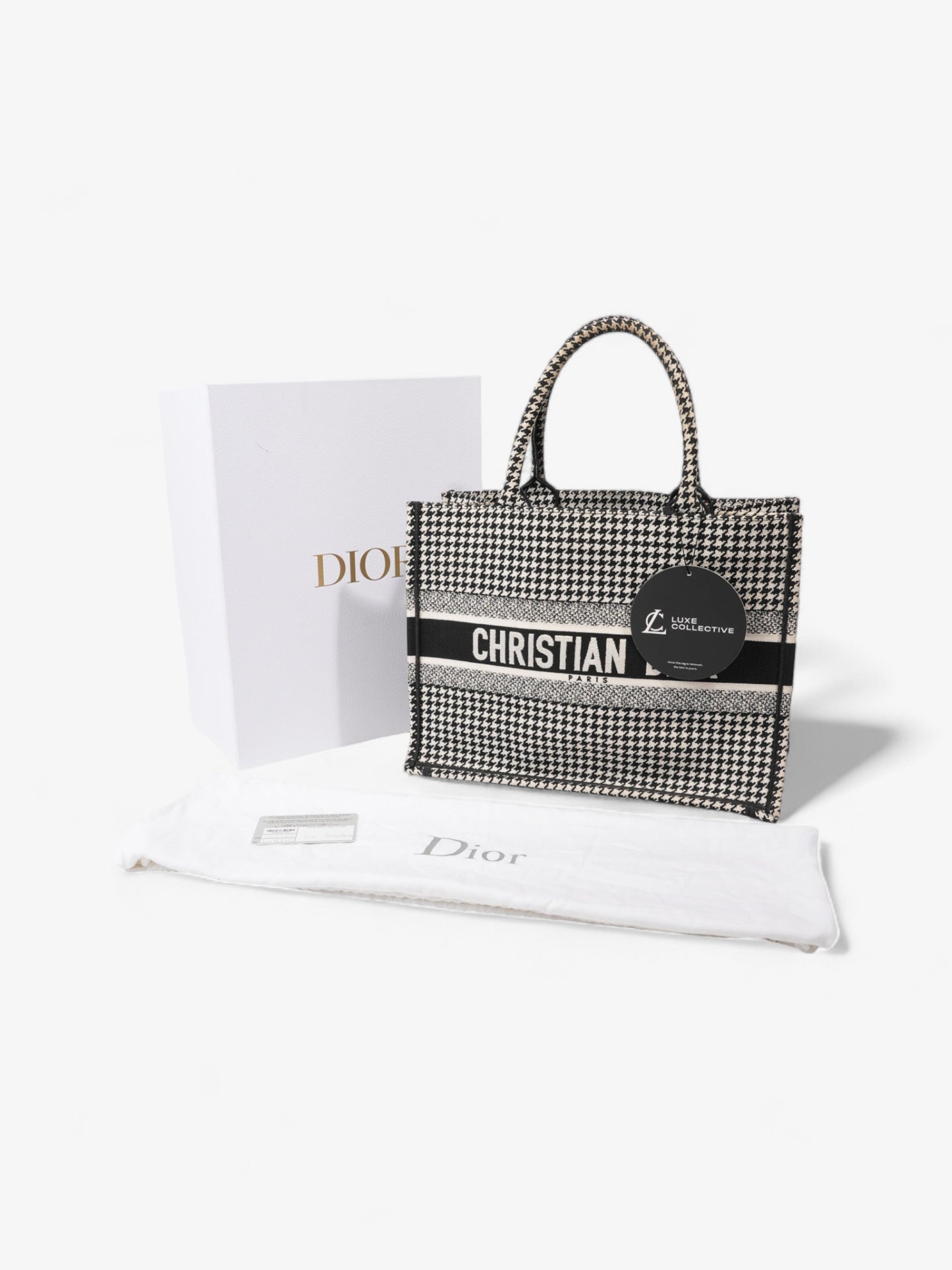 Christian Dior Book Tote Black / White Canvas Medium