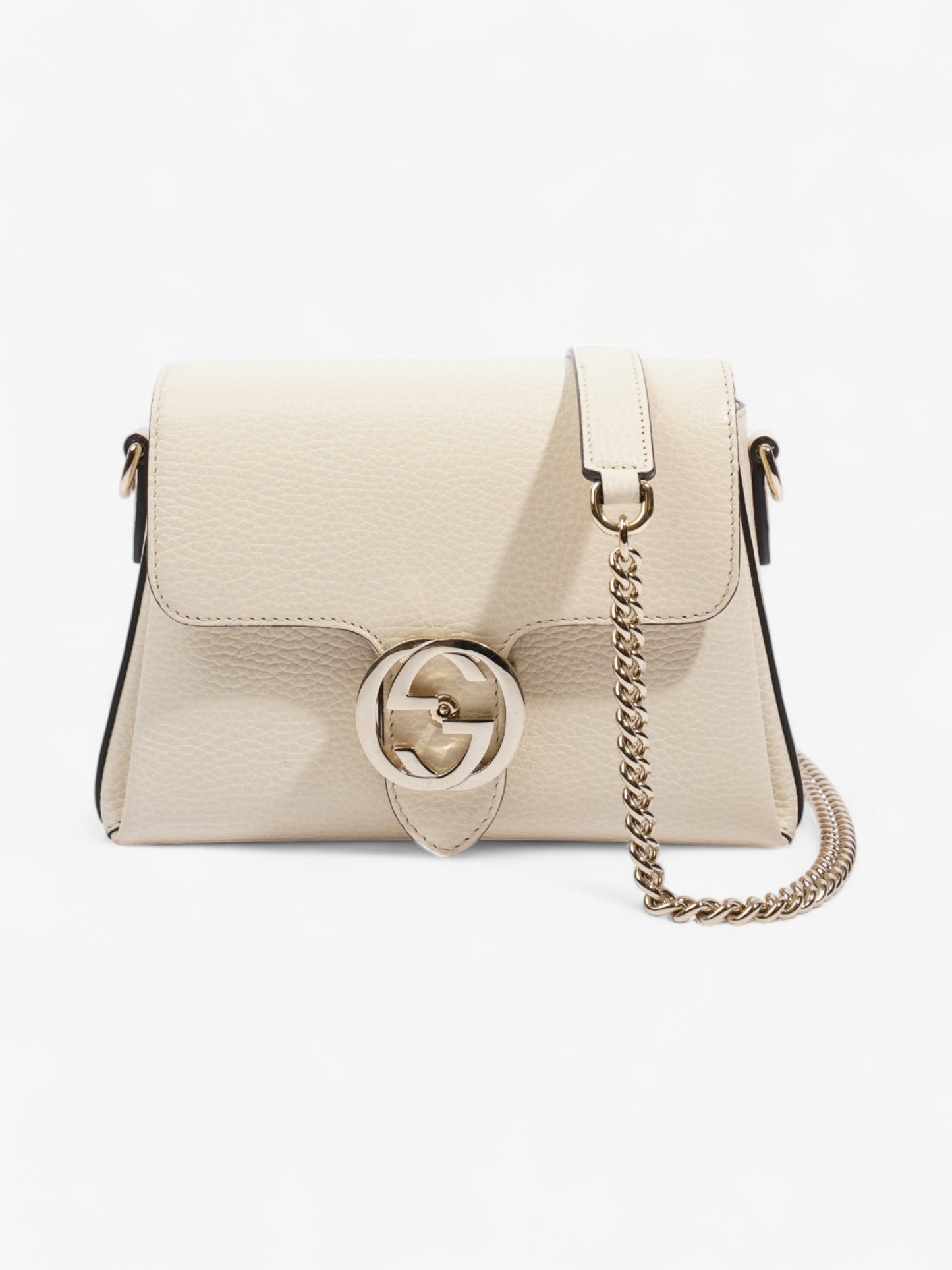 Gucci Interlocking G Dollar Bag Ivory Calfskin Leather Small