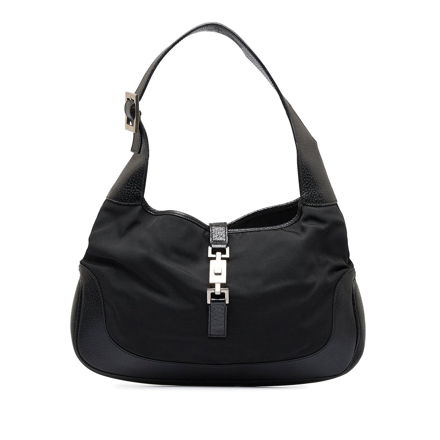 Gucci Jackie Black Leather Canvas Shoulder Bag Style 1