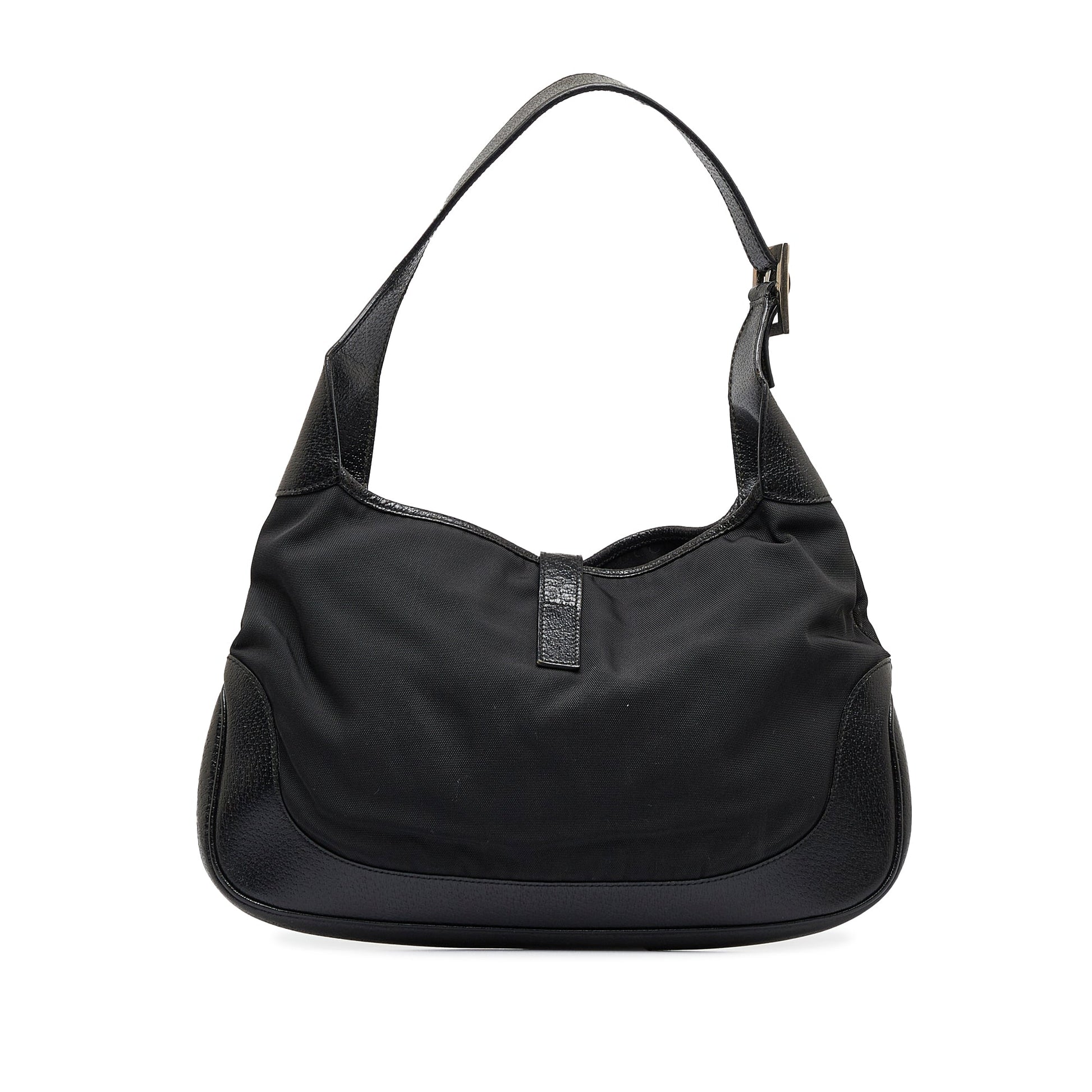 Gucci Jackie Black Leather Canvas Shoulder Bag Style 1