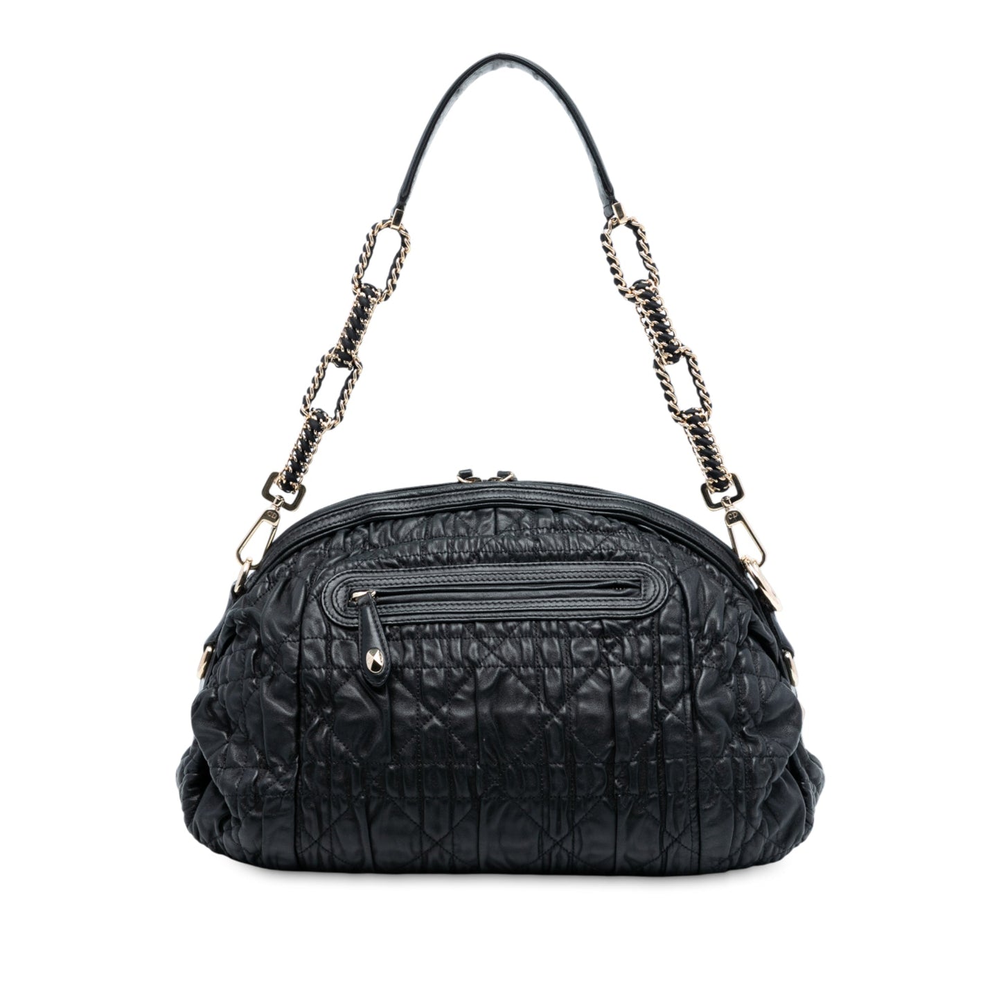 Black Dior Lambskin Cannage Gaufre Delices Shoulder Bag