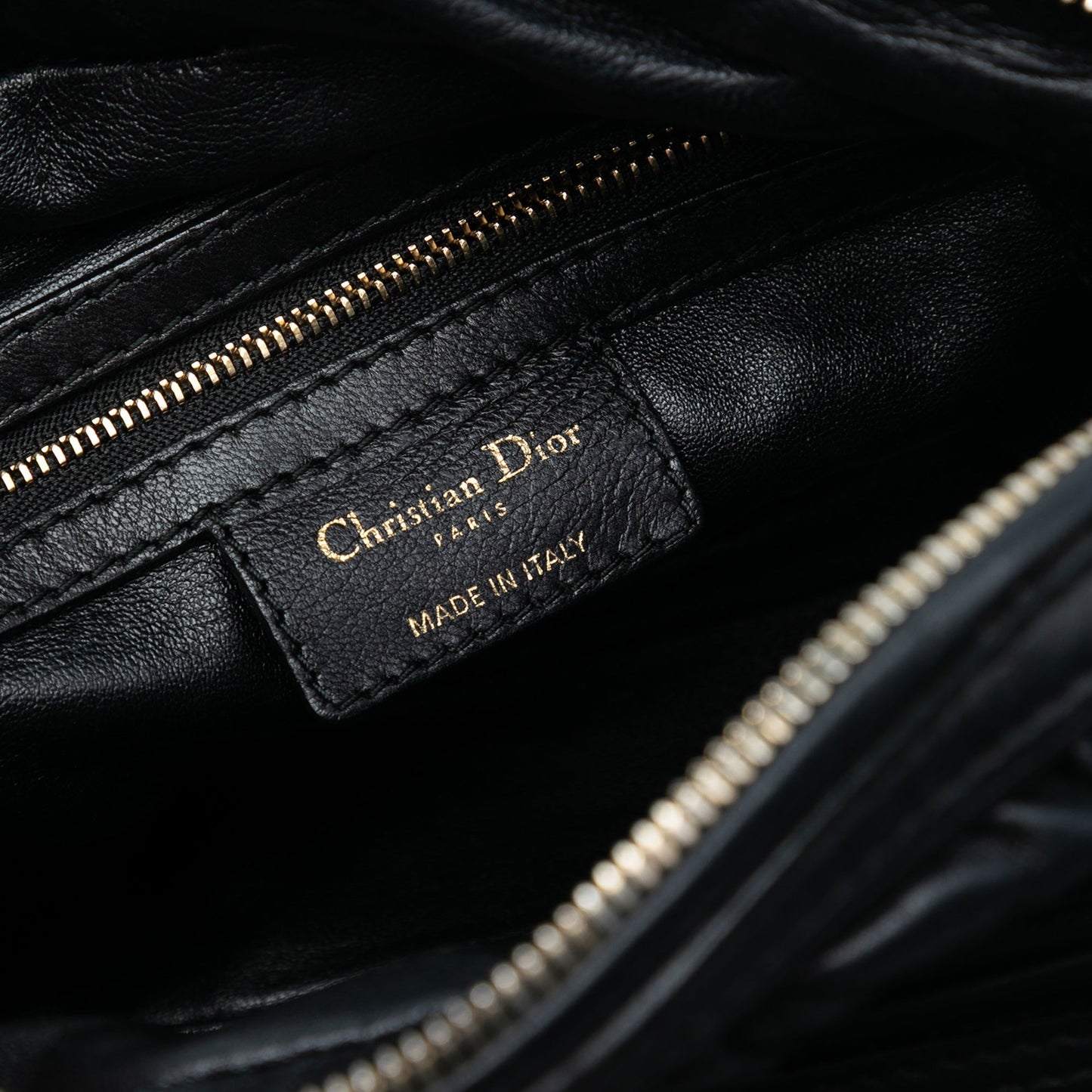 Black Dior Lambskin Cannage Gaufre Delices Shoulder Bag