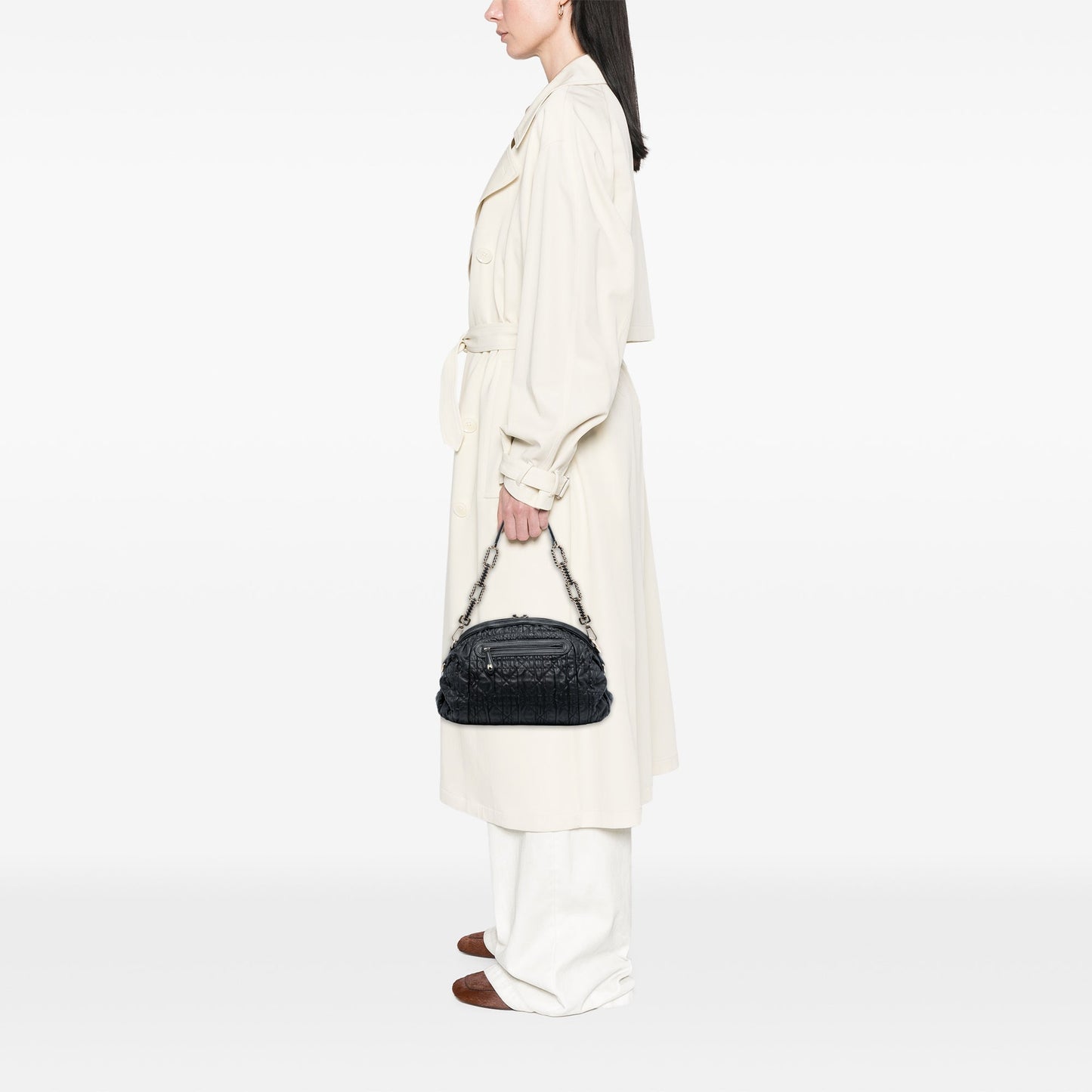 Black Dior Lambskin Cannage Gaufre Delices Shoulder Bag