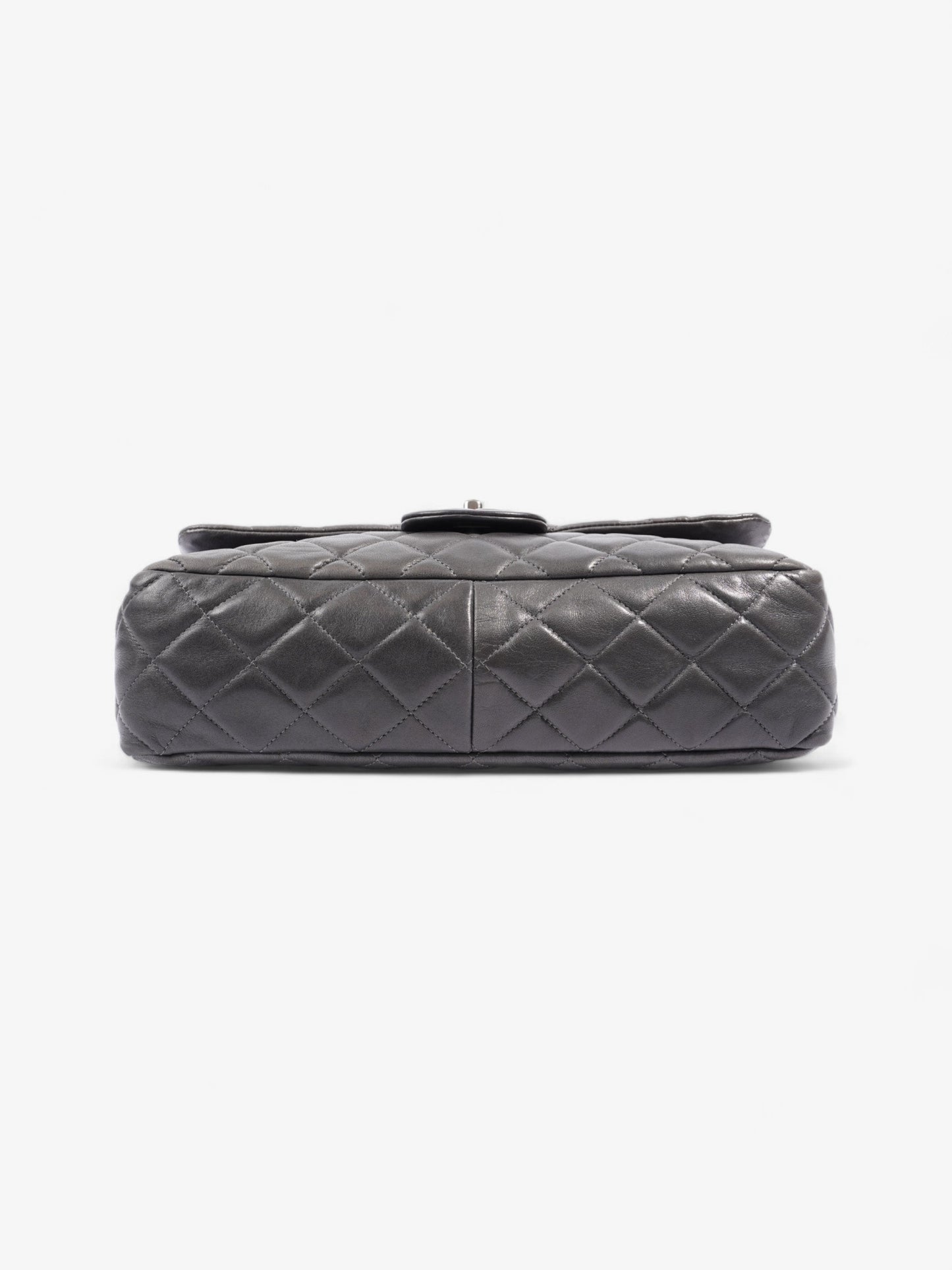 Chanel Classic Single Flap Grey Lambskin Leather Jumbo
