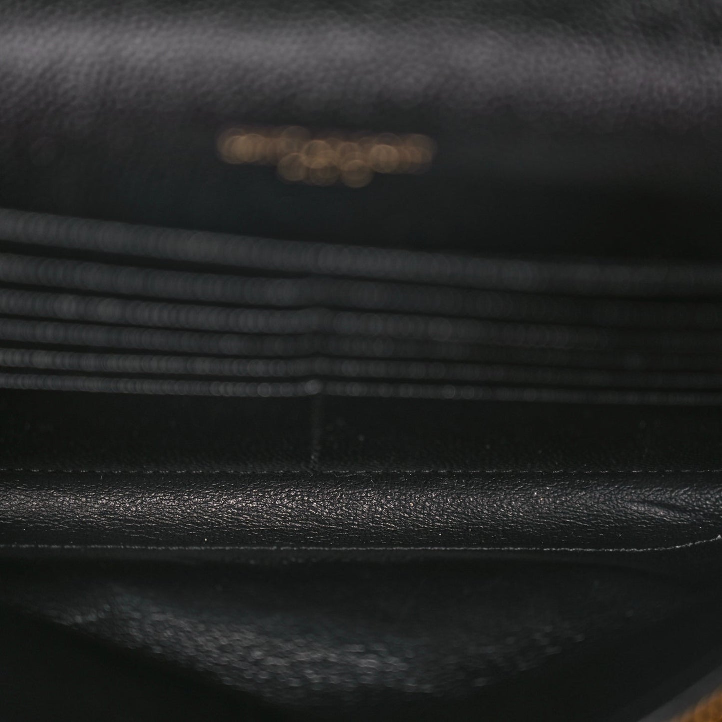 Saint Laurent Grain De Poudre Matelasse Chevron Monogram Chain Wallet Black