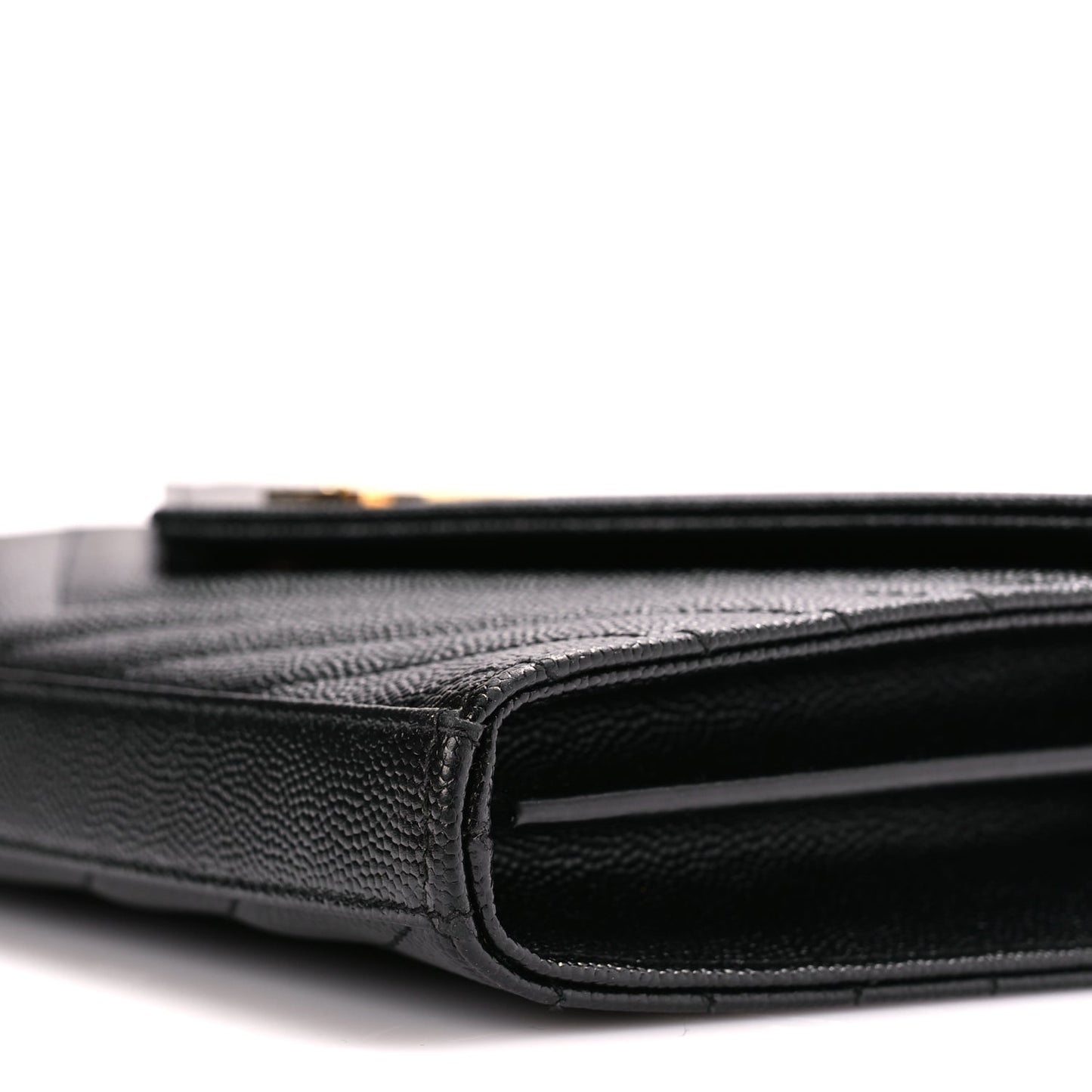 Saint Laurent Grain De Poudre Matelasse Chevron Monogram Chain Wallet Black