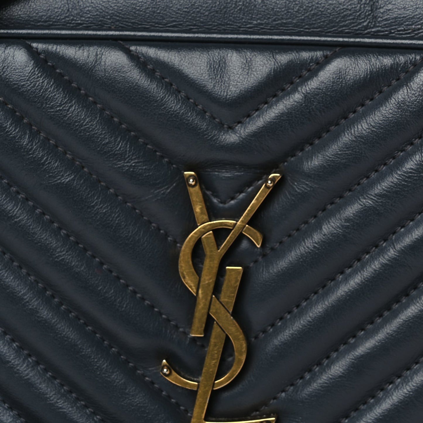 Saint Laurent Calfskin Matelasse Monogram Lou Camera Bag  Navy