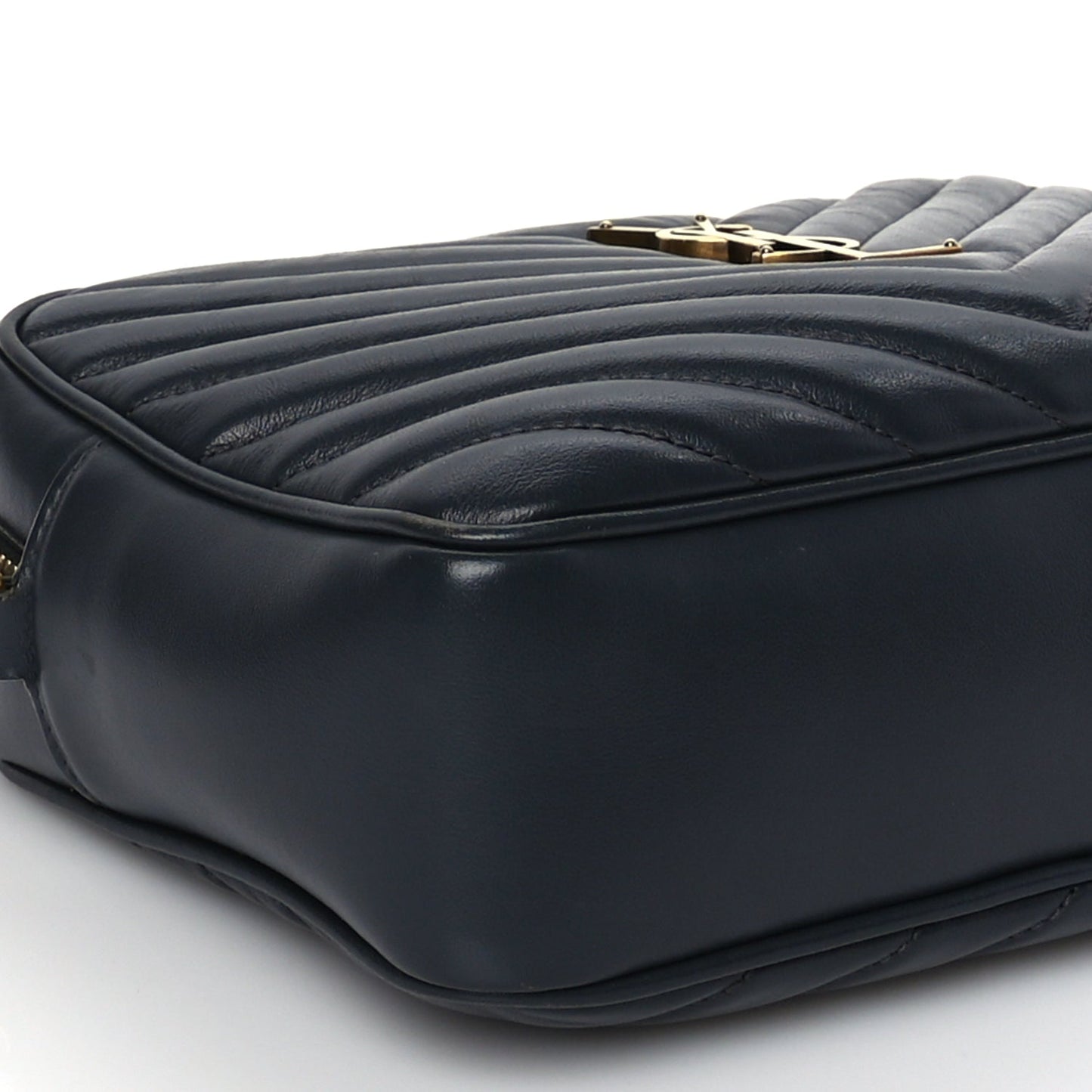 Saint Laurent Calfskin Matelasse Monogram Lou Camera Bag  Navy