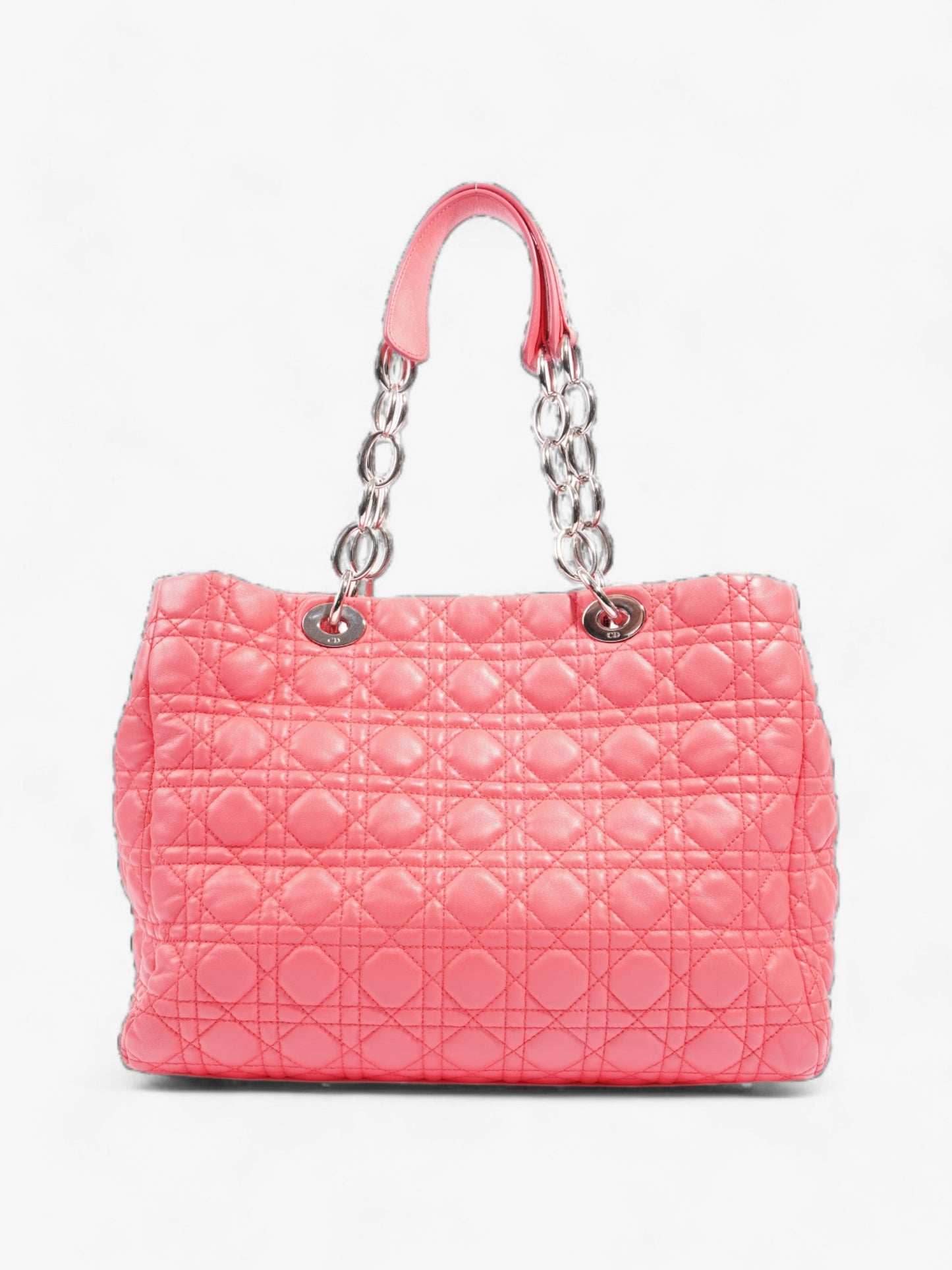 Christian Dior Cannage Tote Coral Lambskin Leather Large