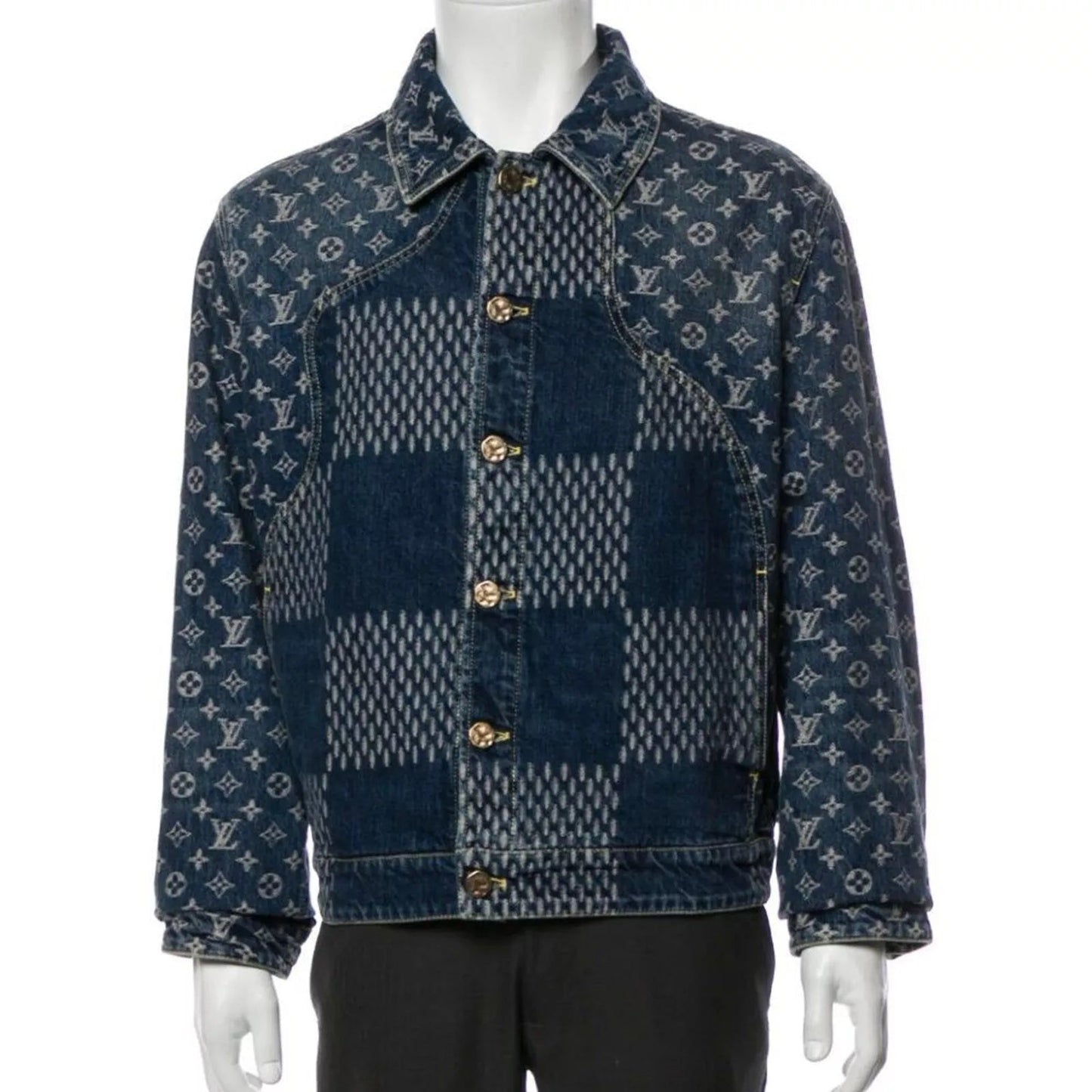 LOUIS VUITTON X NIGO GIANT DAMIER WAVES MNGM DENIM JACKET