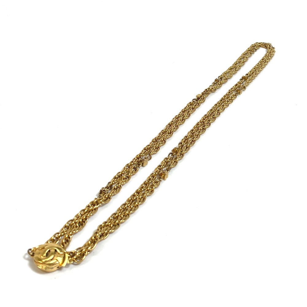 CHANEL Necklace Gold Plated gold CC COCO Mark