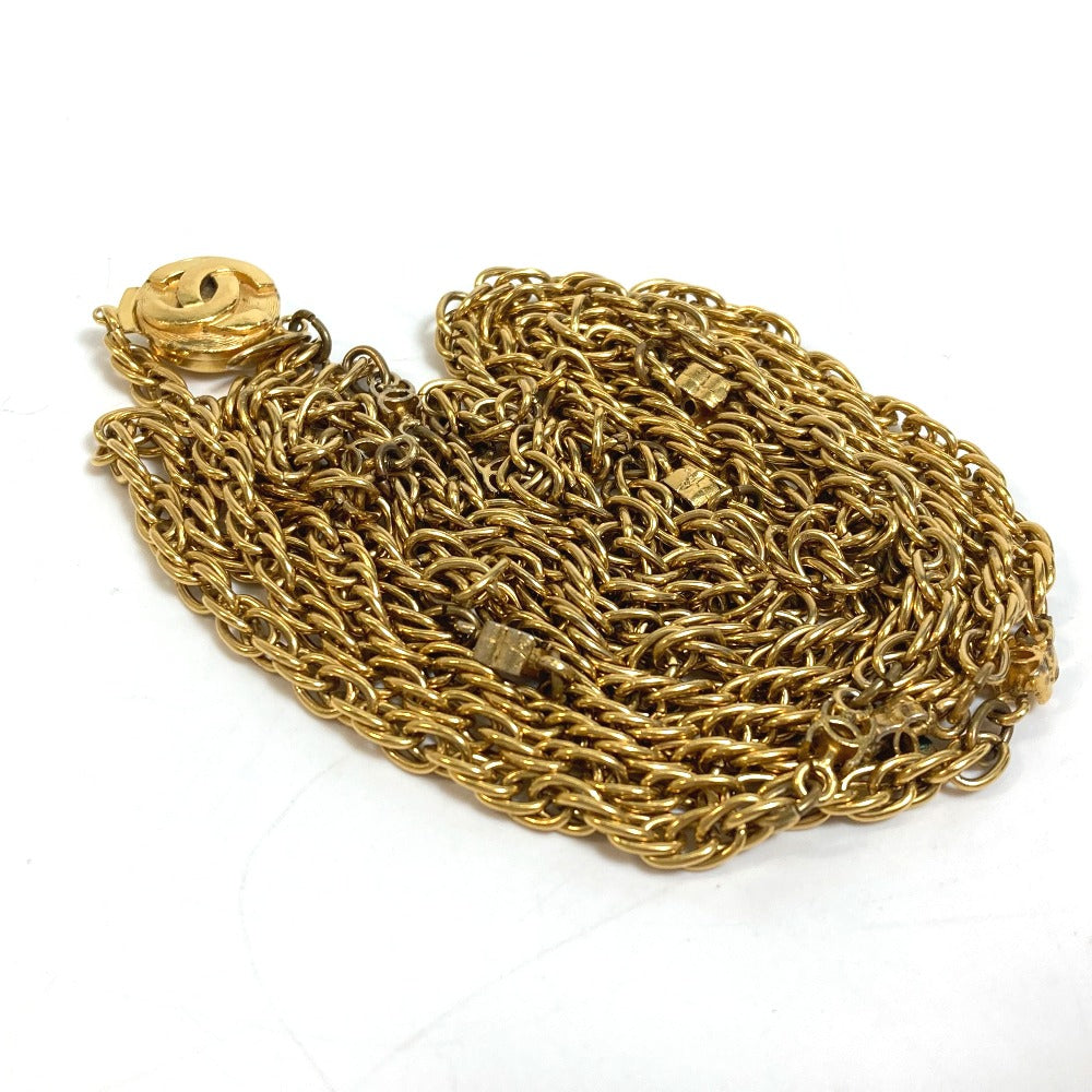 CHANEL Necklace Gold Plated gold CC COCO Mark