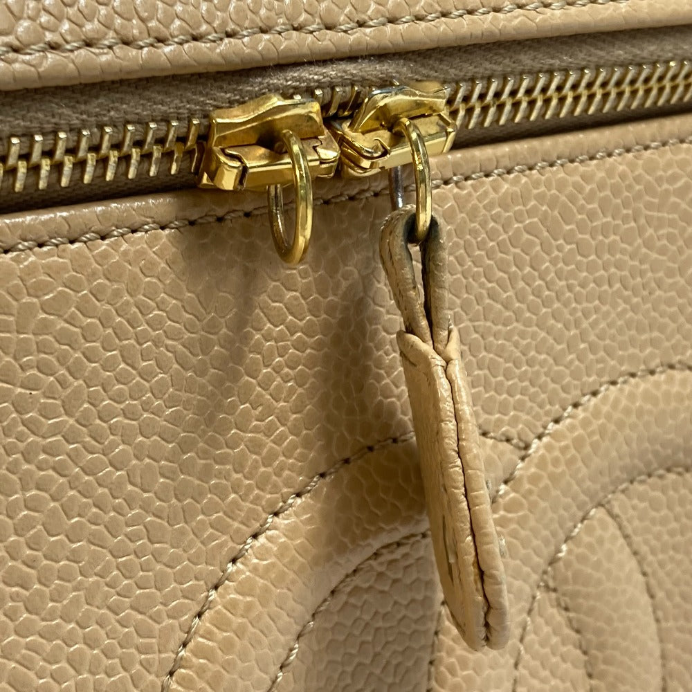 CHANEL Shoulder Bag Caviar skin beige CC COCO Mark Vanity bag