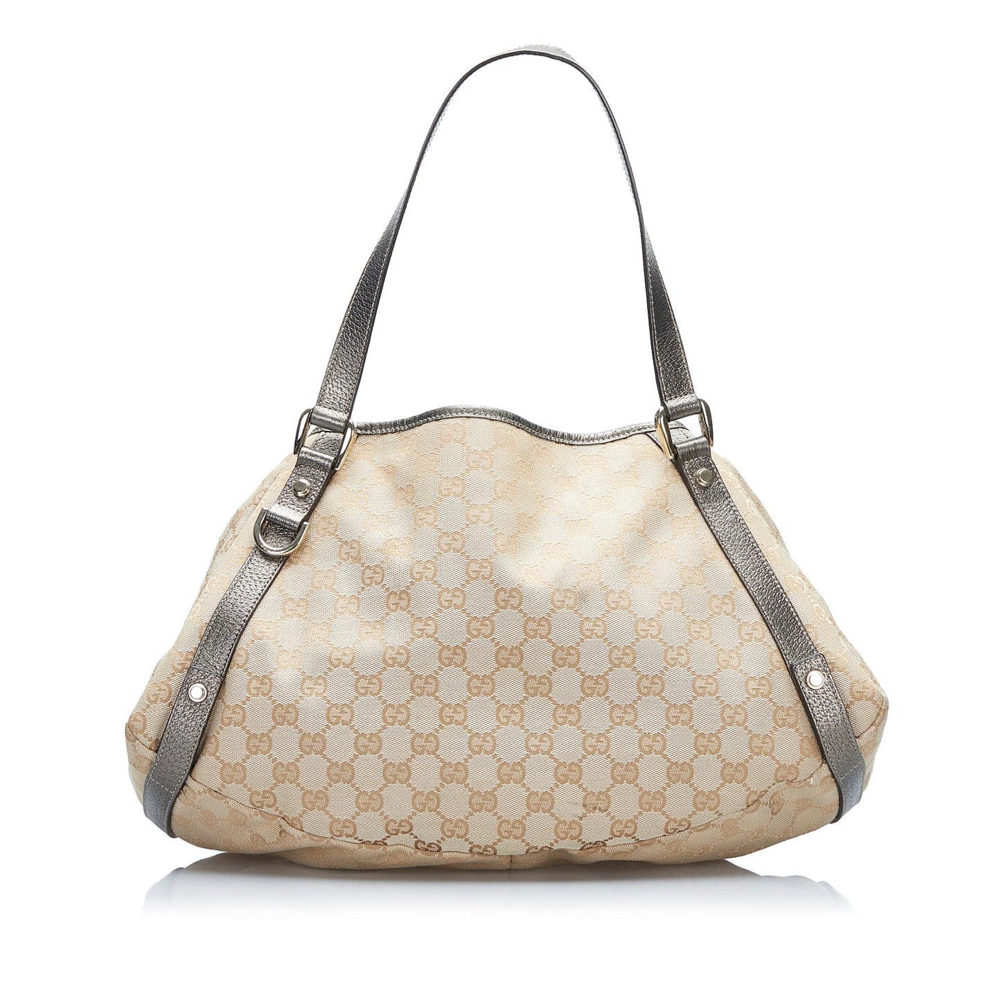 Gucci Abbey Brown Leather Canvas Tote Style 2