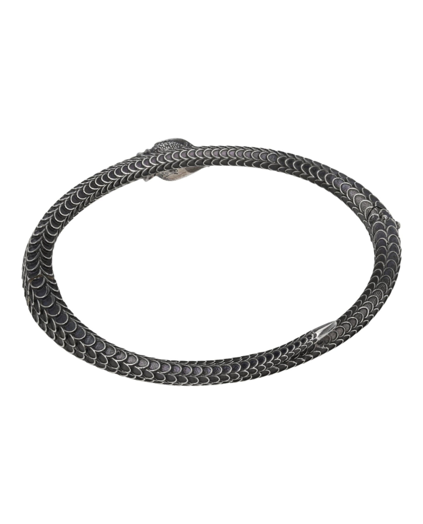 Gucci Womens Garden Snake Aged Sterling Silver Bracelet