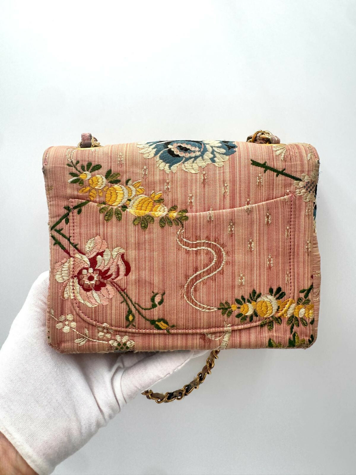 Chanel  Pink Brocade Mini Square