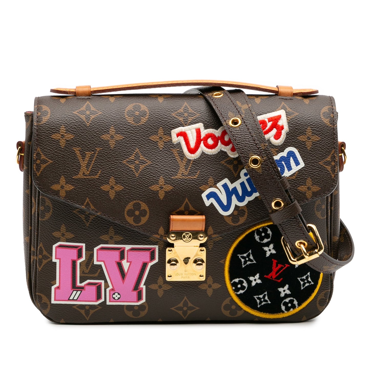 Brown Louis Vuitton Monogram Patches Pochette Metis Satchel