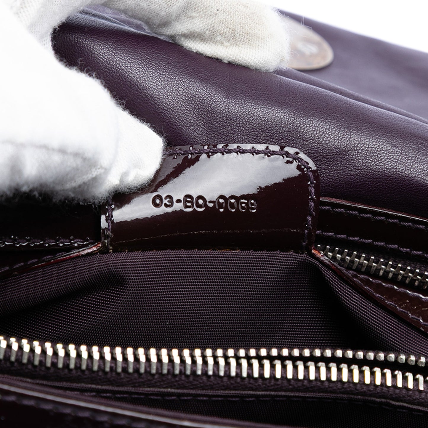 Purple Dior Patent Cannage Rendezvous Shoulder Bag