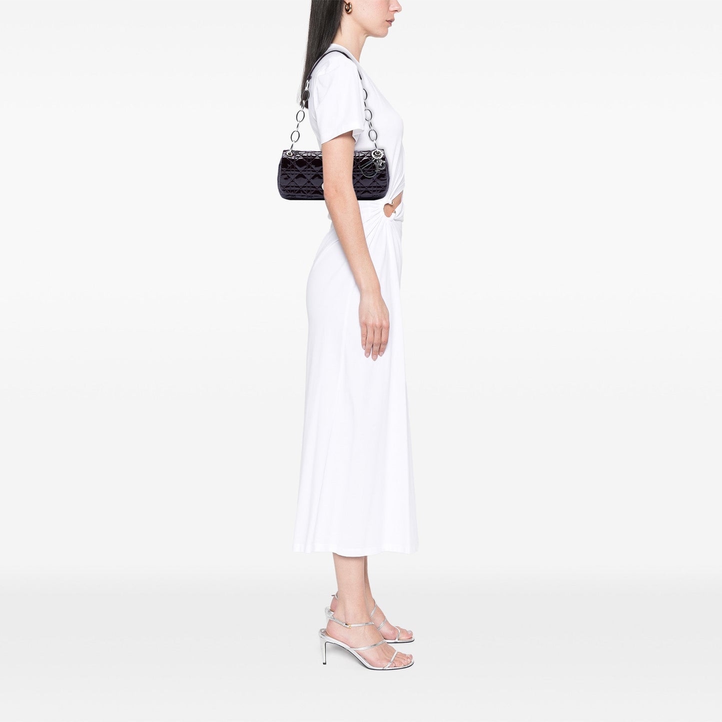 Purple Dior Patent Cannage Rendezvous Shoulder Bag