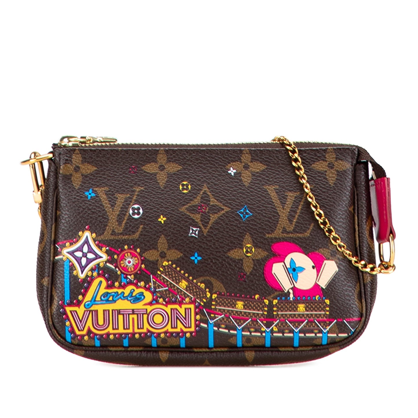 Brown Louis Vuitton Monogram Vivienne Christmas Roller Coaster Mini Pochette Accessoires Handbag