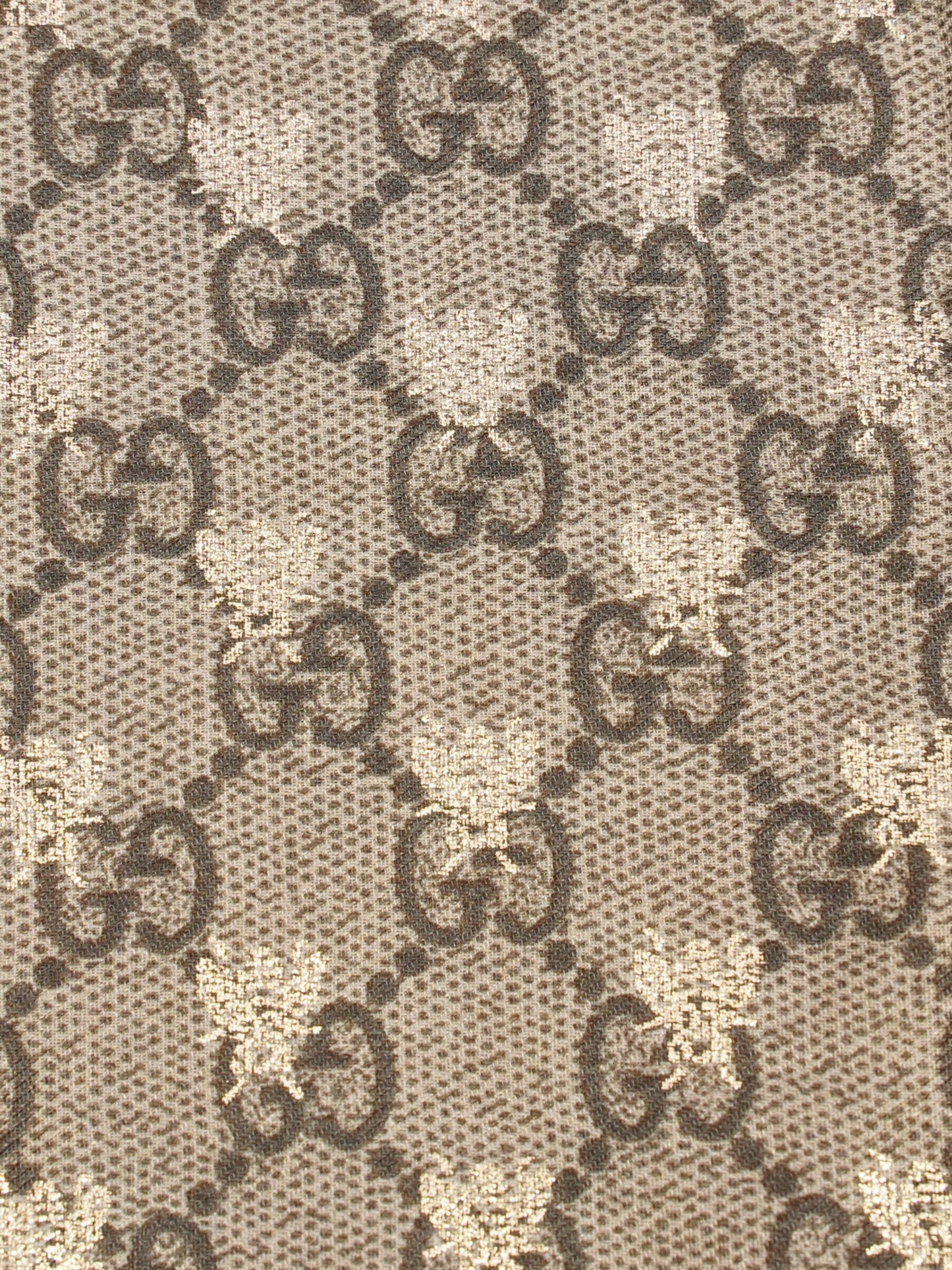 Gucci Bee GG Scarf Beige And Ebony GG Supreme / Pink / Gold Silk