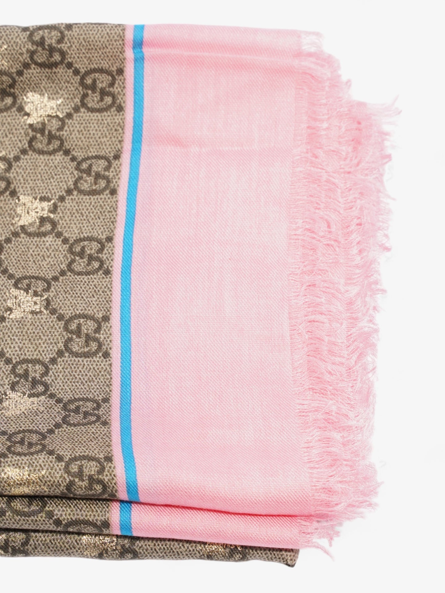 Gucci Bee GG Scarf Beige And Ebony GG Supreme / Pink / Gold Silk