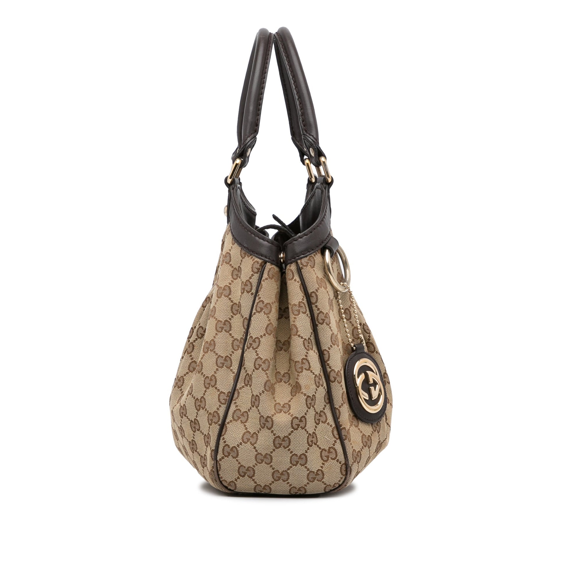 Gucci Sukey Beige Leather Canvas Tote