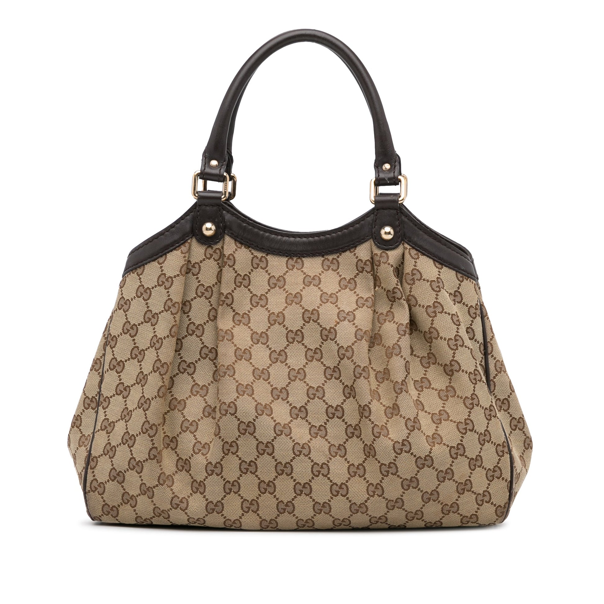 Gucci Sukey Beige Leather Canvas Tote